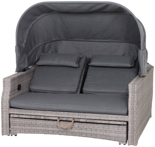 SIENA GARDEN Loungebett Lobos II, Alu-Gestell/Polyrattan, inkl. Auflagen