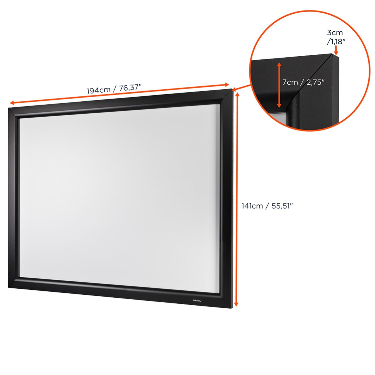 Celexon HomeCinema Rahmenleinwand (schwarze Rückseite)