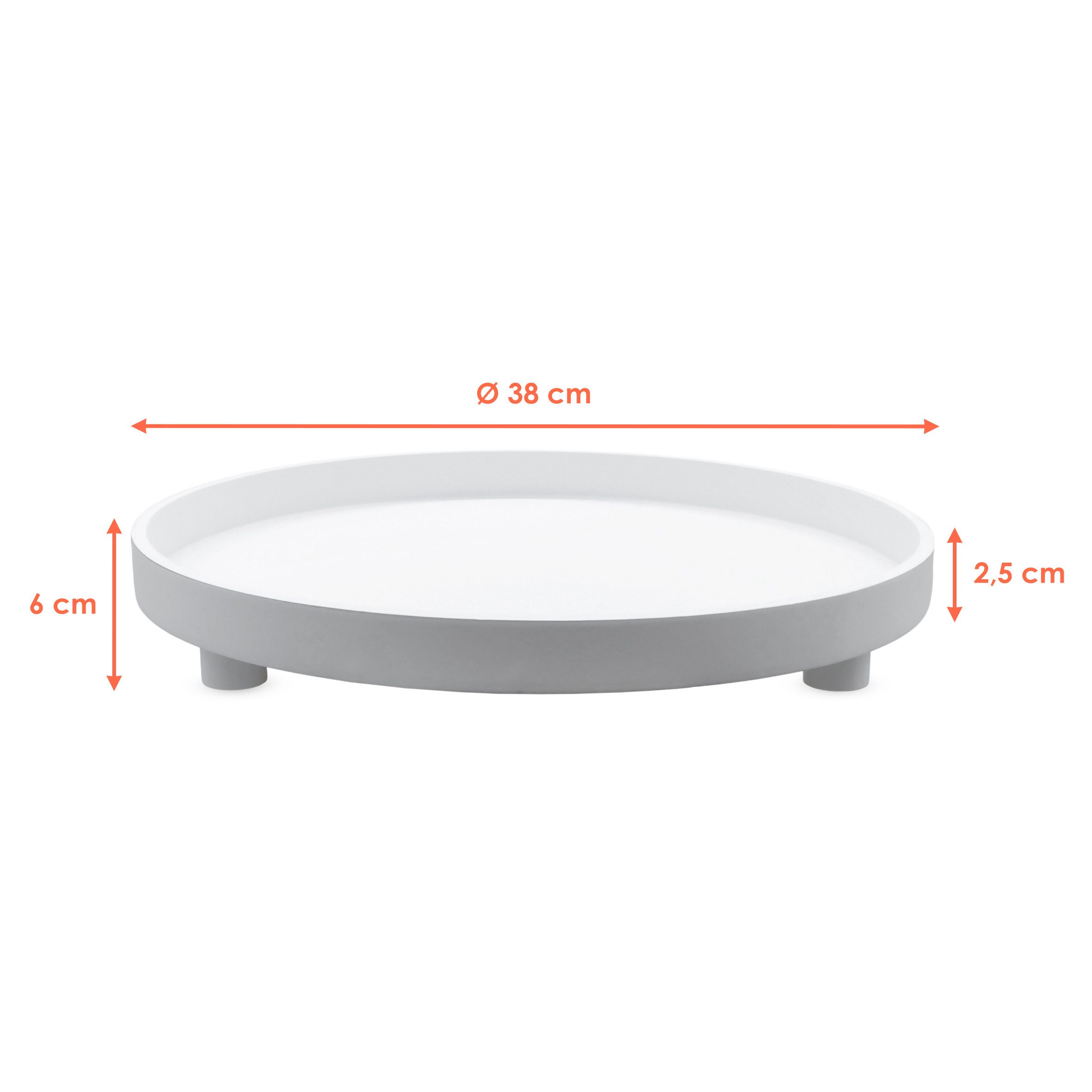 Spetebo Tablett XL Dekotablett rund auf Füßen 38 x 6 cm, MDF, (Anzahl, 1-tlg., Stück), mit Rand – Bild 2 von 5