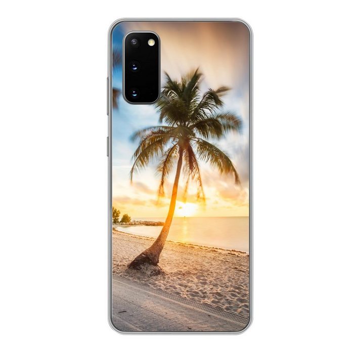 MuchoWow Handyhülle Sonnenuntergang - Strand - Palme Phone Case Handyhülle Samsung Galaxy S20 Silikon Schutzhülle