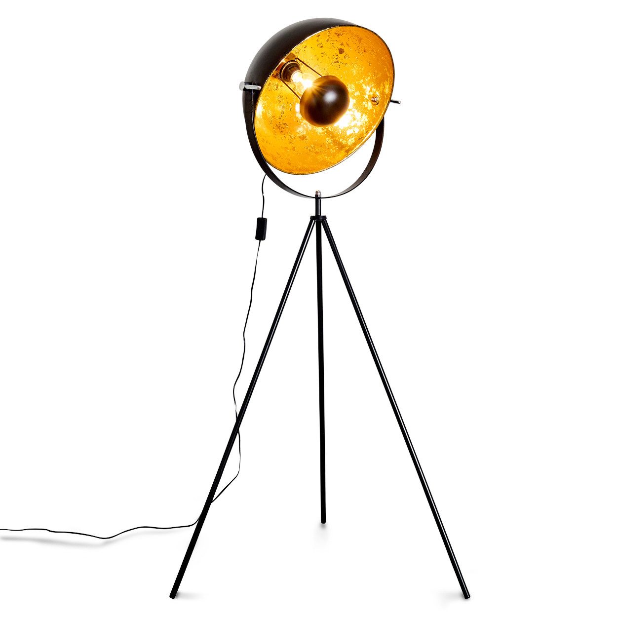 hofstein Stehlampe »Fiano« Stehleuchte Vintage, Lampenschirm in Gold/Schwar günstig online kaufen