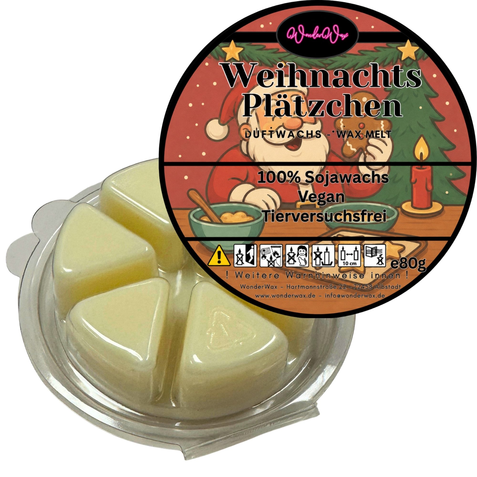 WonderWax Duftwachs WonderWax® Duftwachs Weihnachten 6 Ecken, (Weihnachtsplätzchen), Duftrichtung: Weihnachtspudding