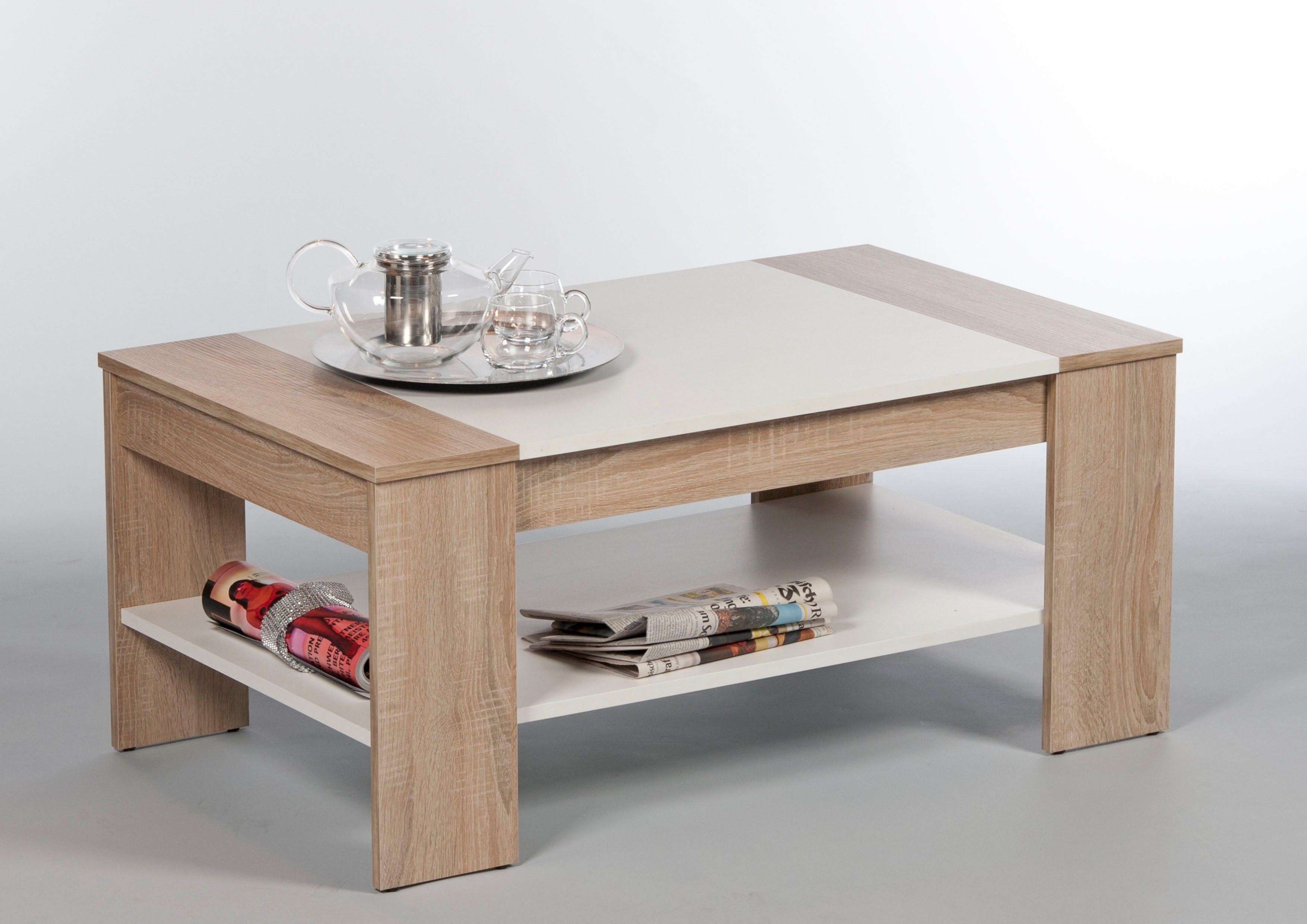 Stolkom Sp.z.o.o. Couchtisch Finley mit Ablageboden, Eiche Sonoma Weiß, BxH günstig online kaufen