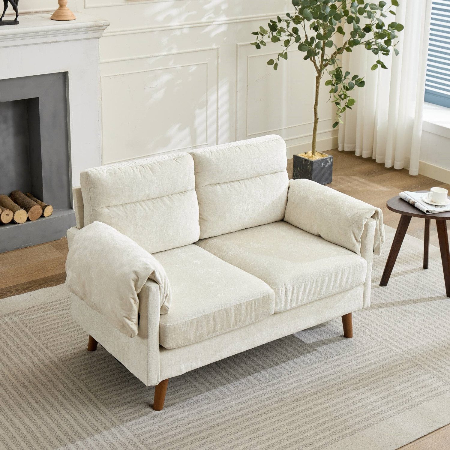 ANYSUN Sofa Polstersofa,Sofa 2 Sitzer klein, 124cm Couch,Sofa aus Chenille Stoff, Moderner 2-Personen Chenille-Sofa mit weichen Armlehnen, Kleines Sofa, Ideal für Wohnzimmer, Schlafzimmer oder Büro. Einfache Montage