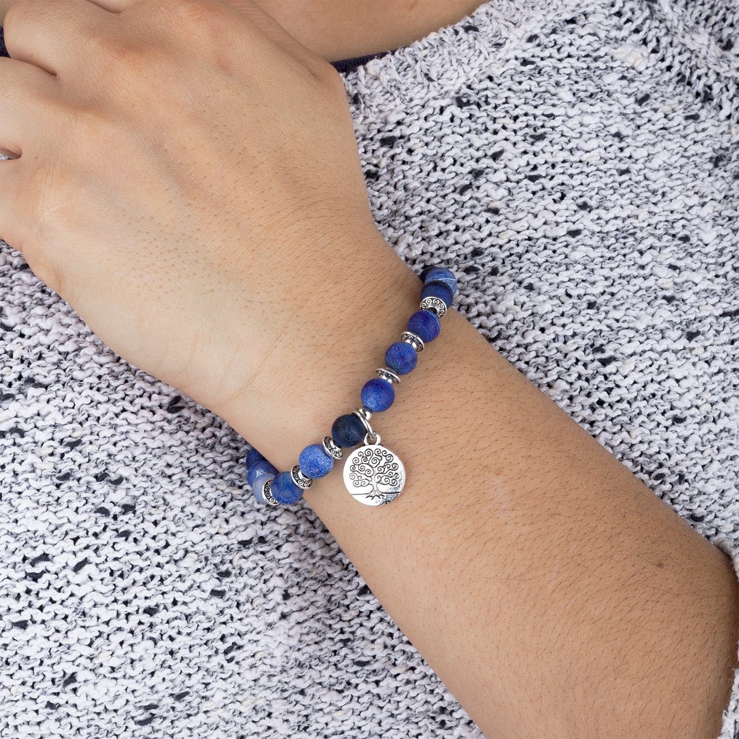 bodhi Perlenarmband Mala Armband mit blauem günstig online kaufen