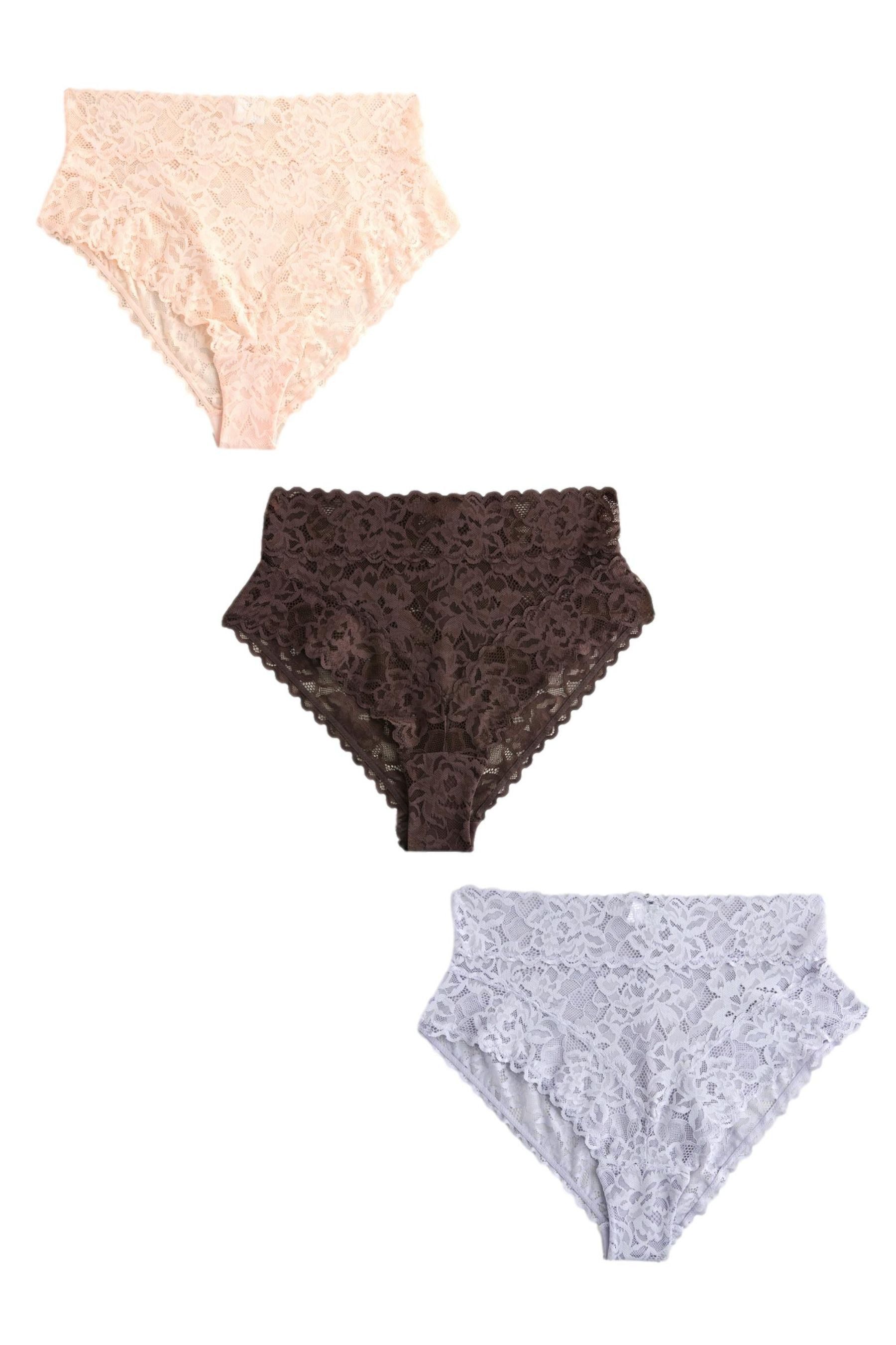 Slip Hochbund-Spitzenslips, 3er-Pack, hoher Beinschnitt