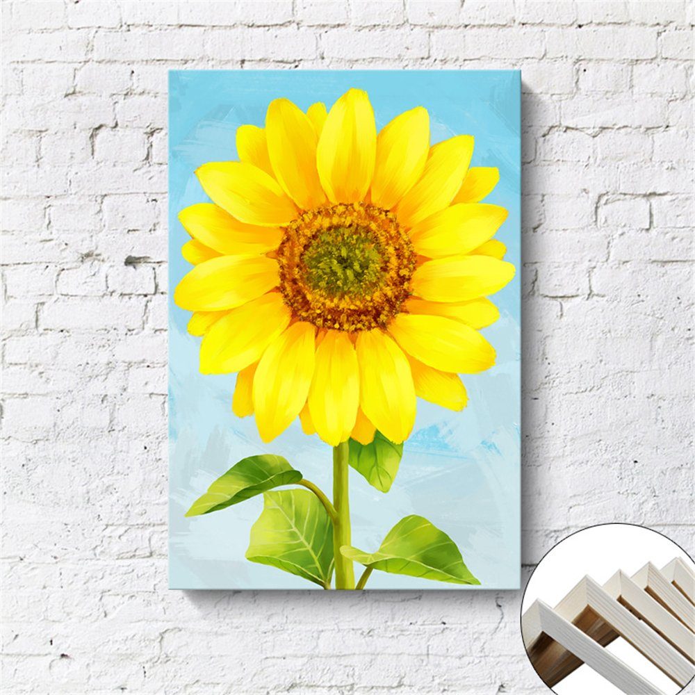 Rouemi Aufhängefertig (30×40cm), dekorative Blume Malerei, Wanddekoration, Sonnenblume Kunstdruck Leinwandbilder,
