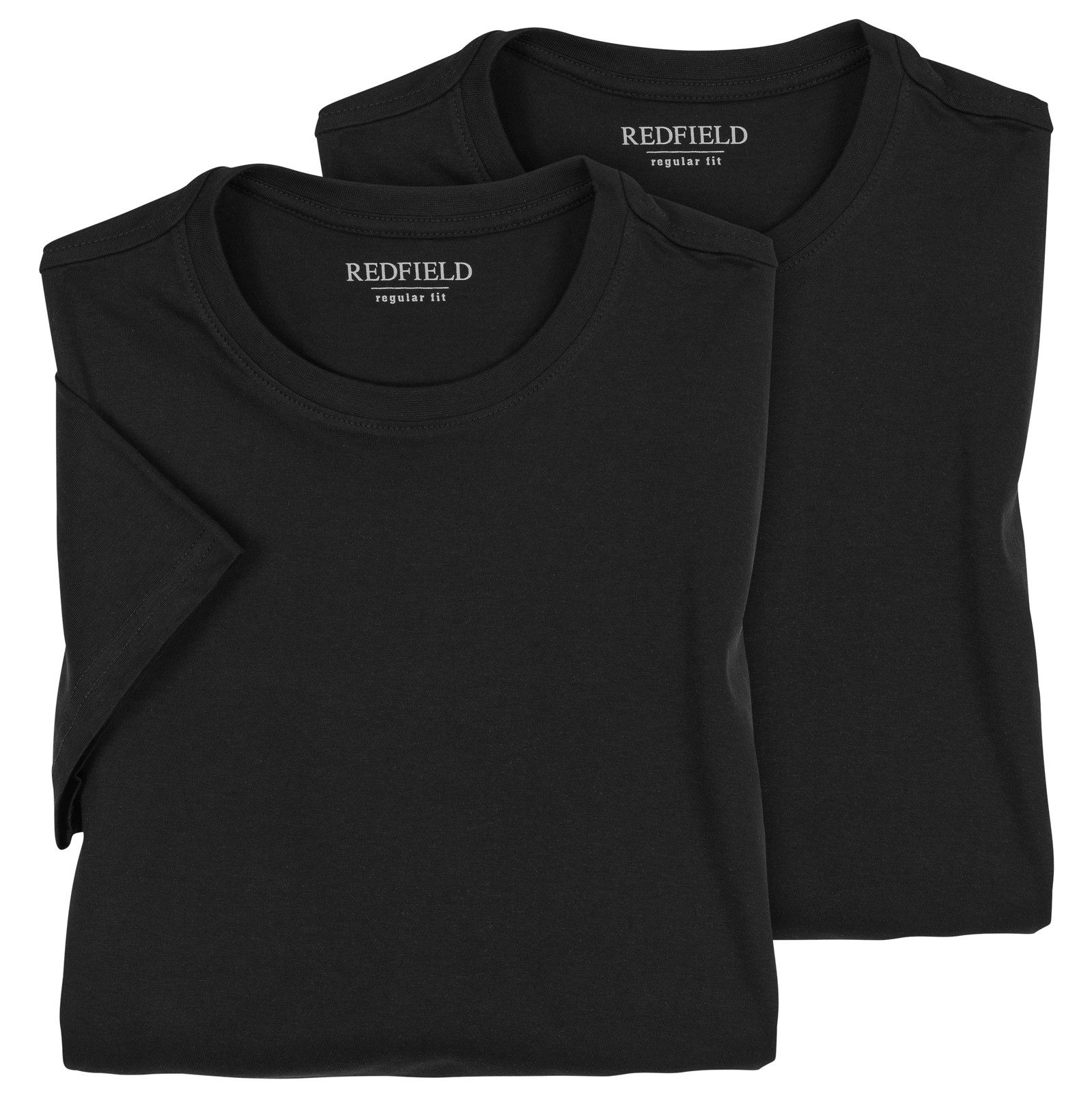 Rundhalsshirt Redfield Doppelpack T-Shirts Übergröße schwarz Dave