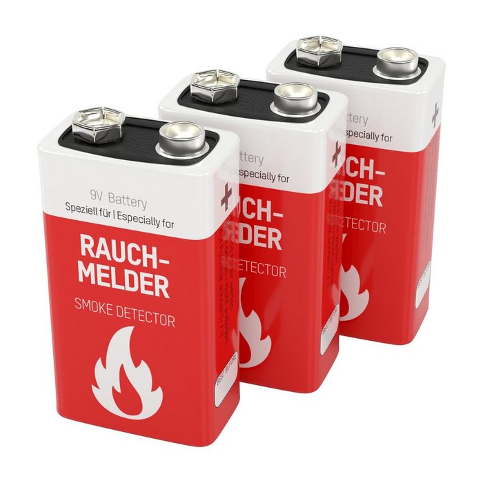 ANSMANN® 3 Lithium longlife Rauchmelder 9V Block Batterien - Premium Qualität Batterie