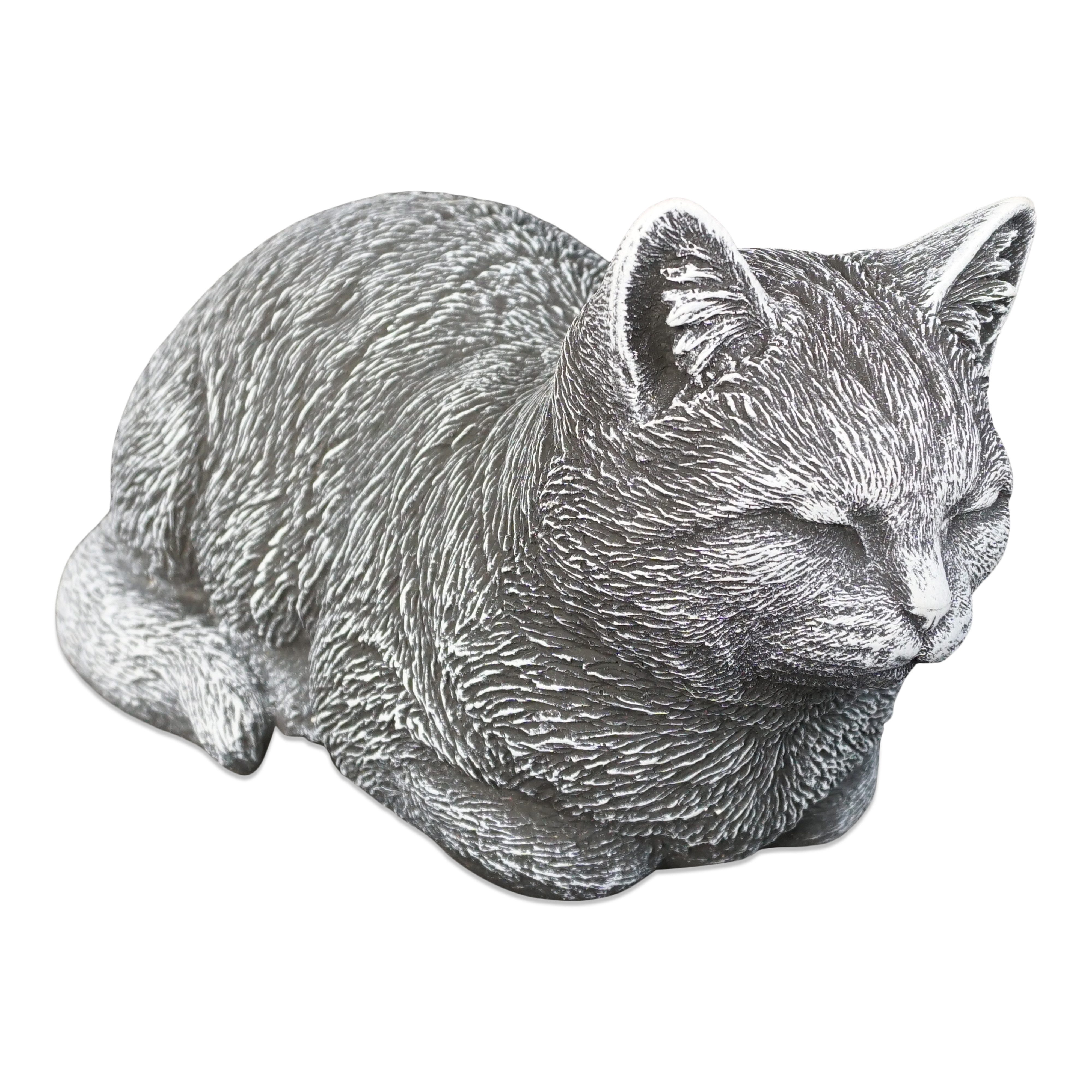 gartendekoparadies.de Gartenfigur Liegende Katze, Steinfigur, H. 17 cm, 8 kg, Frostsicher