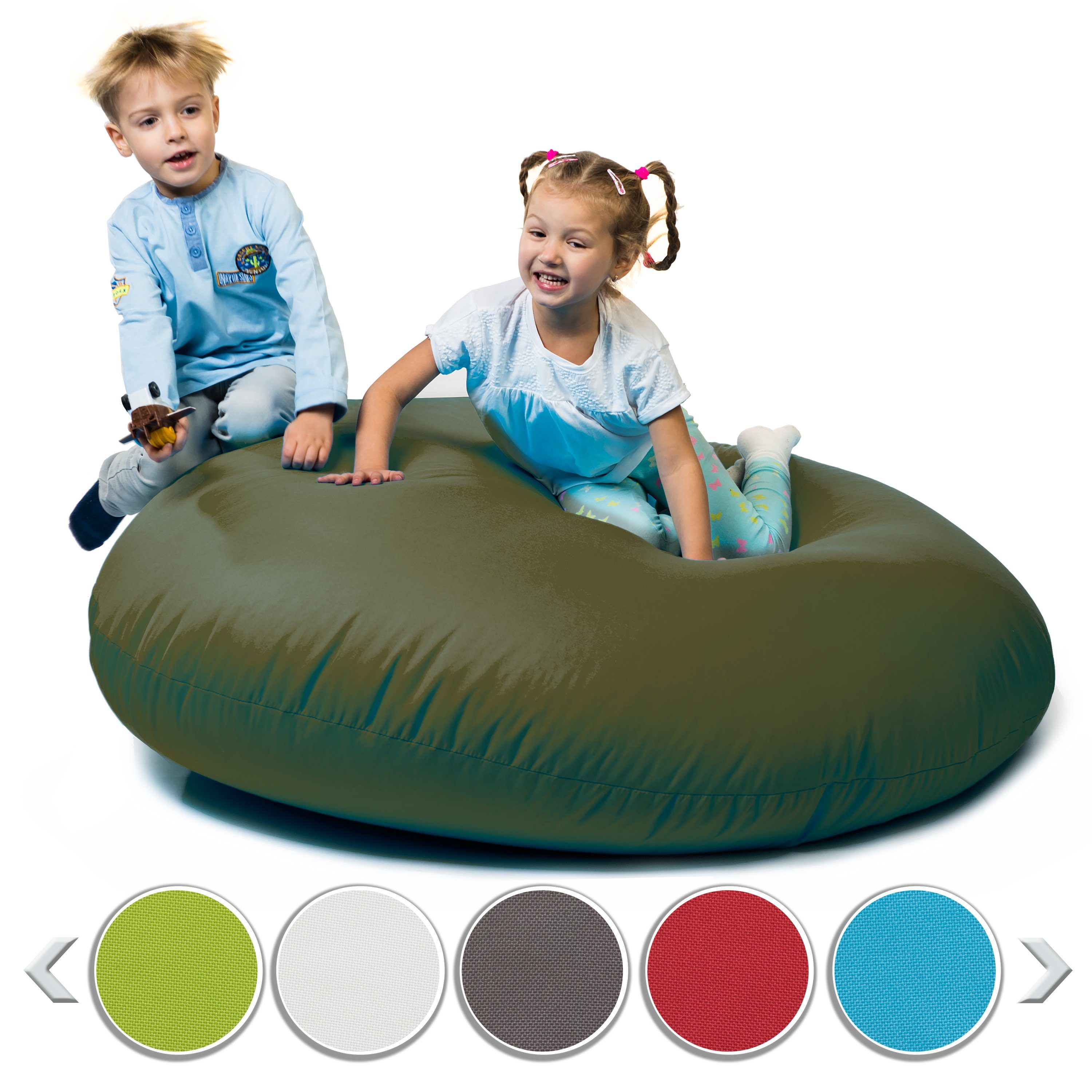 Sitzsack Styropor Dunkelgrün mit und für sunnypillow Indoor Erwachsene Kinder & Füllung Outdoor