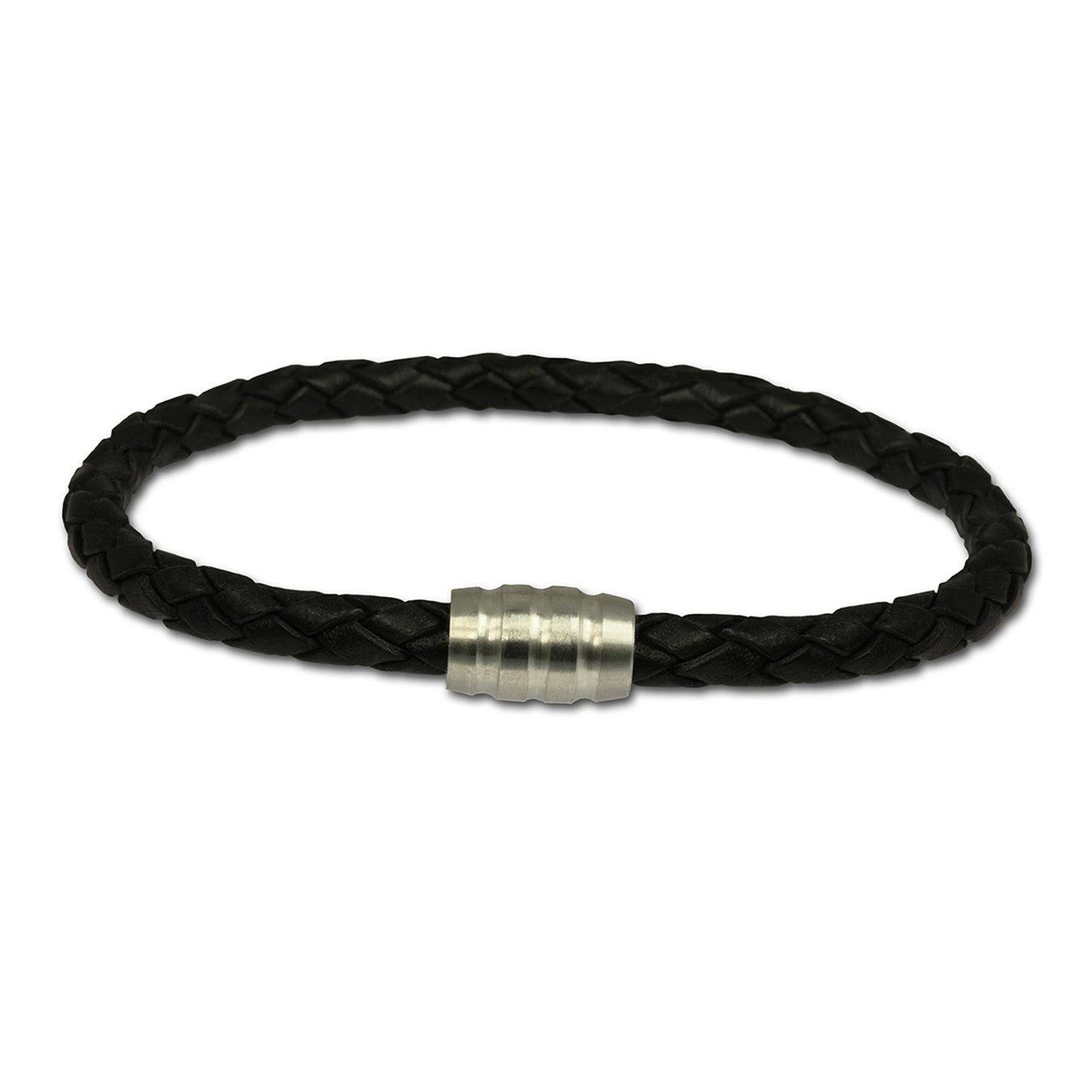 Edelstahlarmband SilberDream Leder Armband schwarz