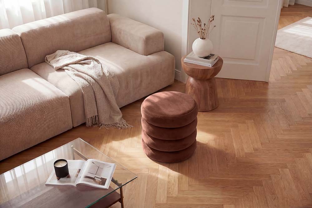 riess-ambiente Polsterhocker VOGUE 40cm rostbraun - Samt, mit Stauraum, gepolstert, rund, retro (Einzelartikel, 1 St), Eleganter Sitzhocker - ideal f. Ankleide, – Bild 3 von 5