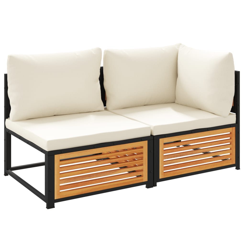 vidaXL Sofaelement Gartensofa mit Kissen 2-Sitzer Massivholz (1 St)