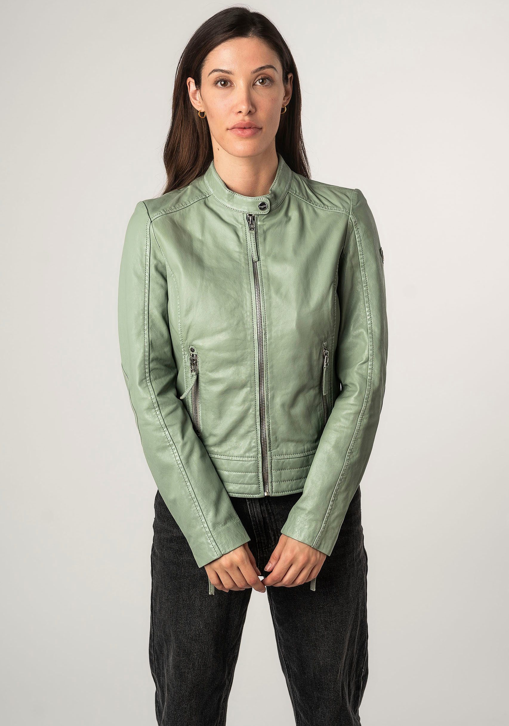 Mauritius Lederjacke MWFilla mit kleinem Stehkragen günstig online kaufen