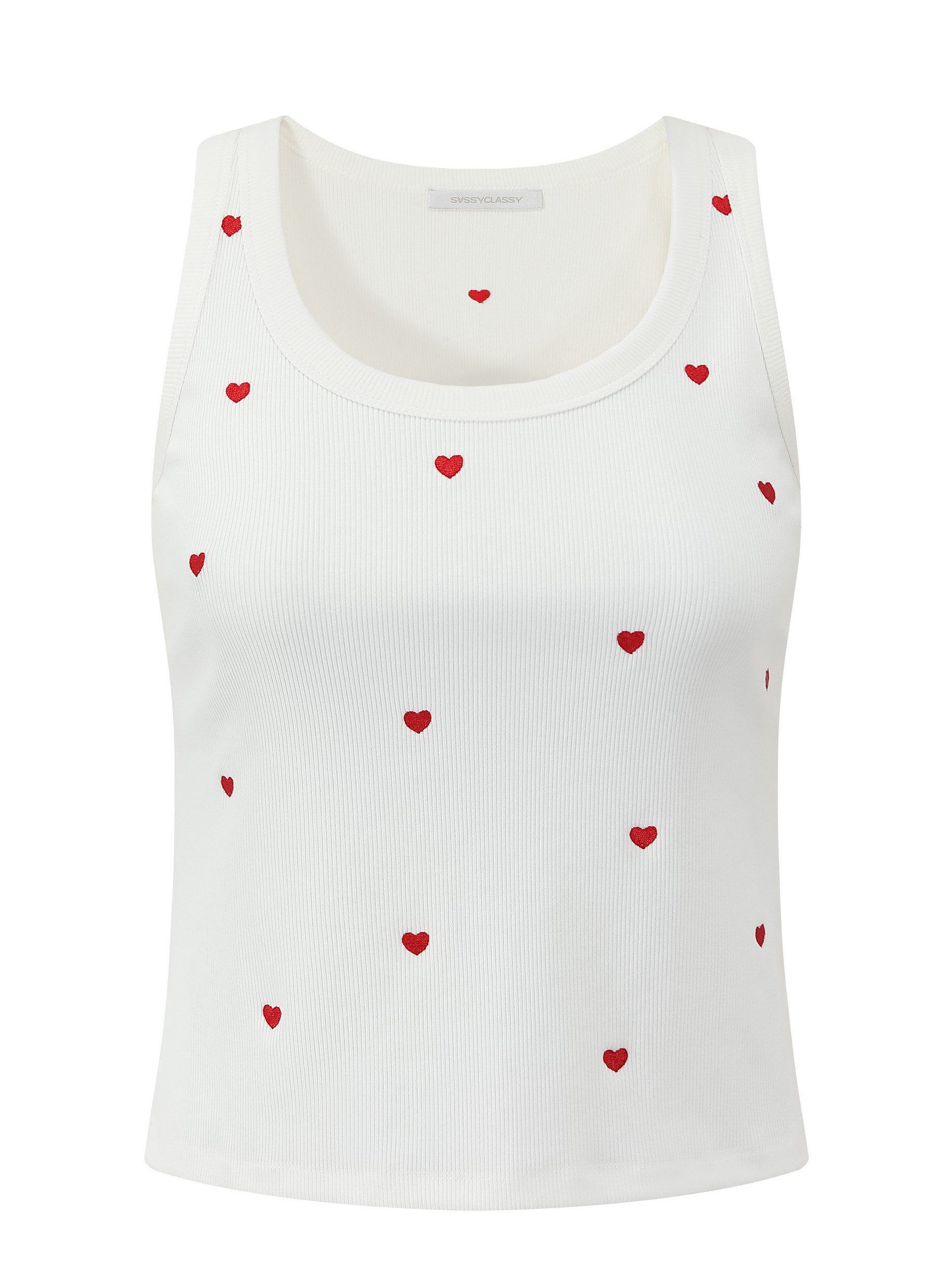 SASSYCLASSY T-Shirt Top mit roter Herzstickerei für Damen Sommerliches Träg günstig online kaufen