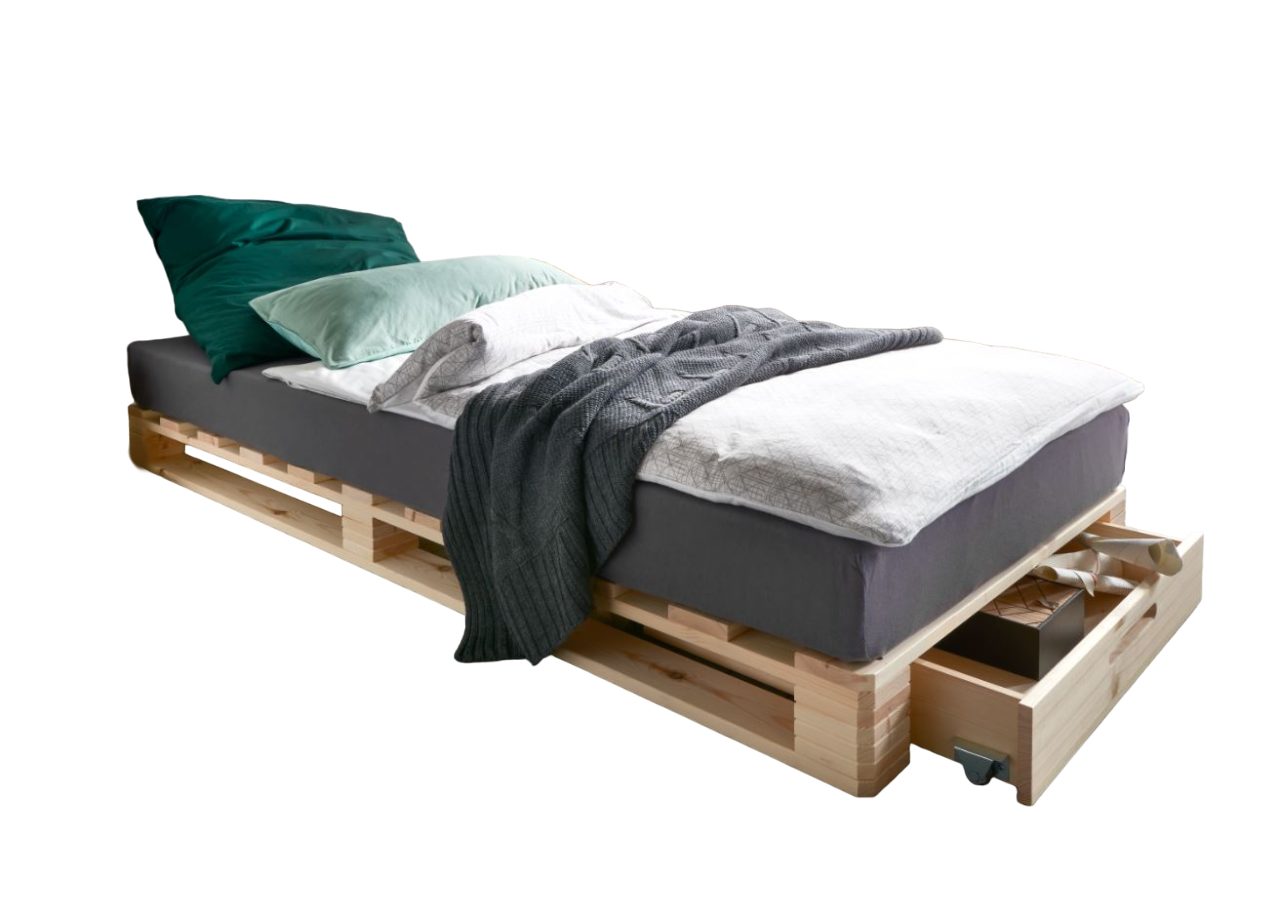 Wohnglücklich Palettenbett Mia (Massivholzbett, schlicht, platzsparend, robust)