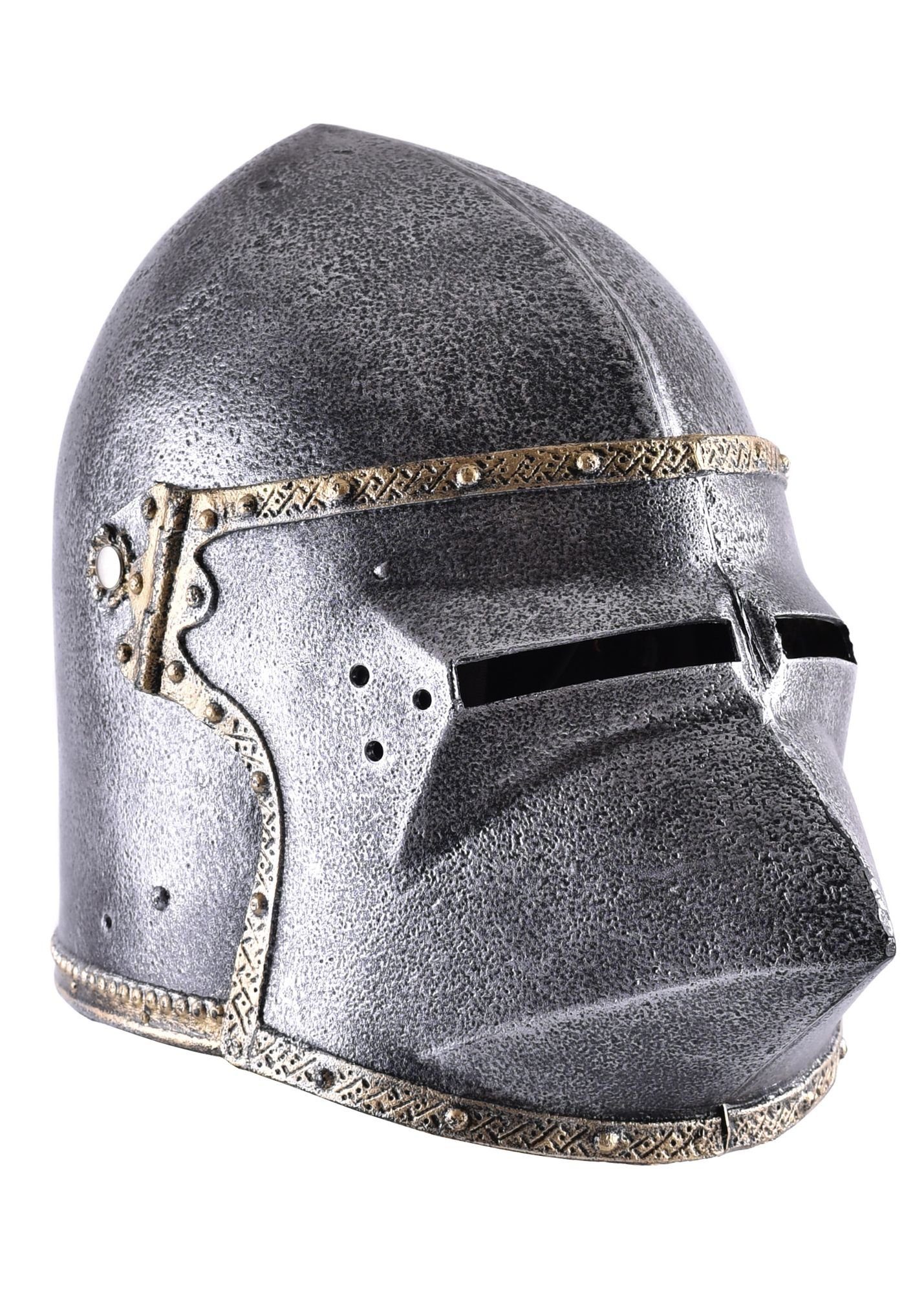 Ritter-Kostüm Kinder Ritterhelm Hundsgugel mit Klappvisier, Kunststoff