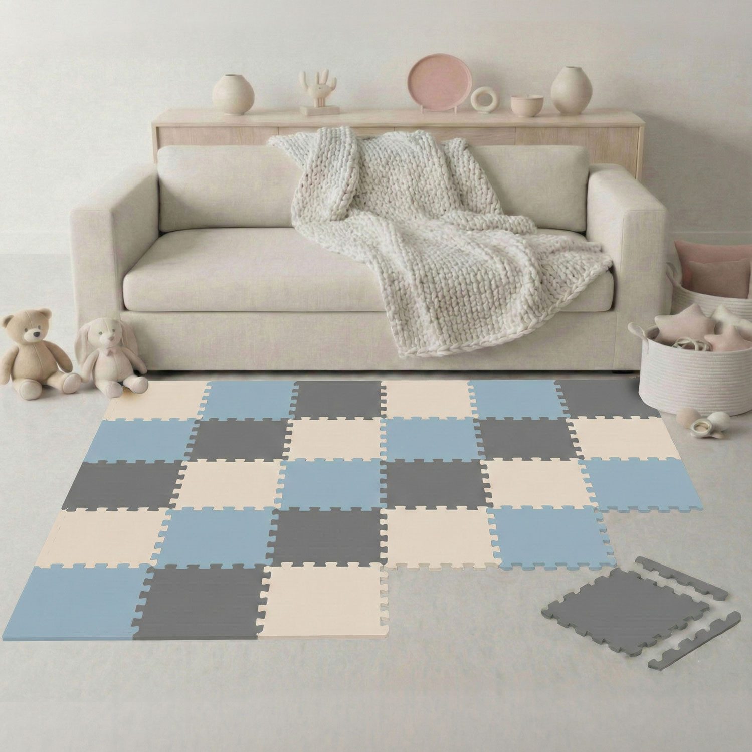 LittleTom Puzzlematte für Kinder - 27 Teile Spielmatte 30x30 cm - TÜV Geprüfte Krabbelmatte, (27-tlg), Spielunterlage für Drinnen und Draußen - Kinderzimmer Puzzleteppich