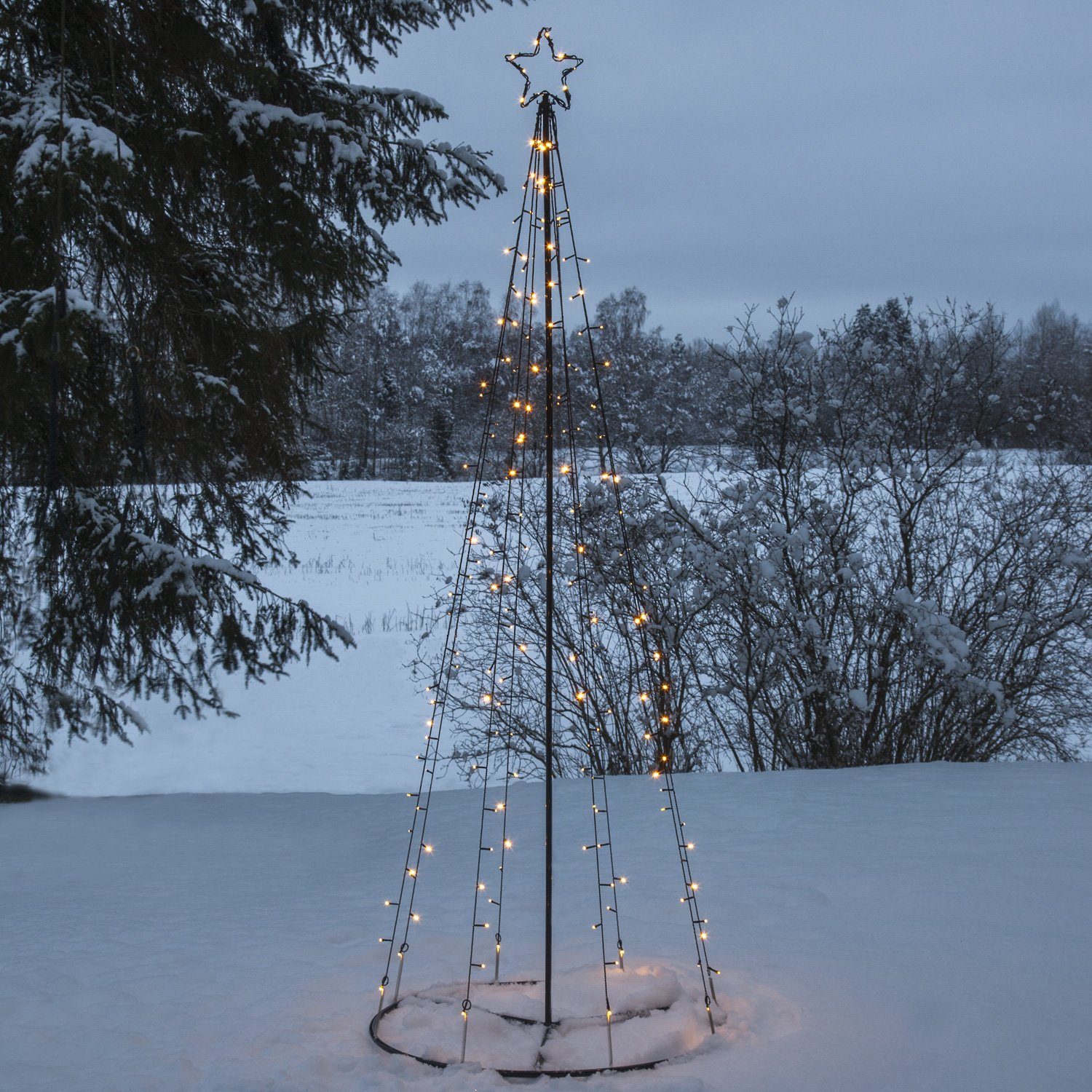 MARELIDA LED Baum LED Lichterbaum mit Sternspitze Weihnachtsbaum funkelnd  2,1m außen, LED Classic, warmweiß (2100K bis 3000K)