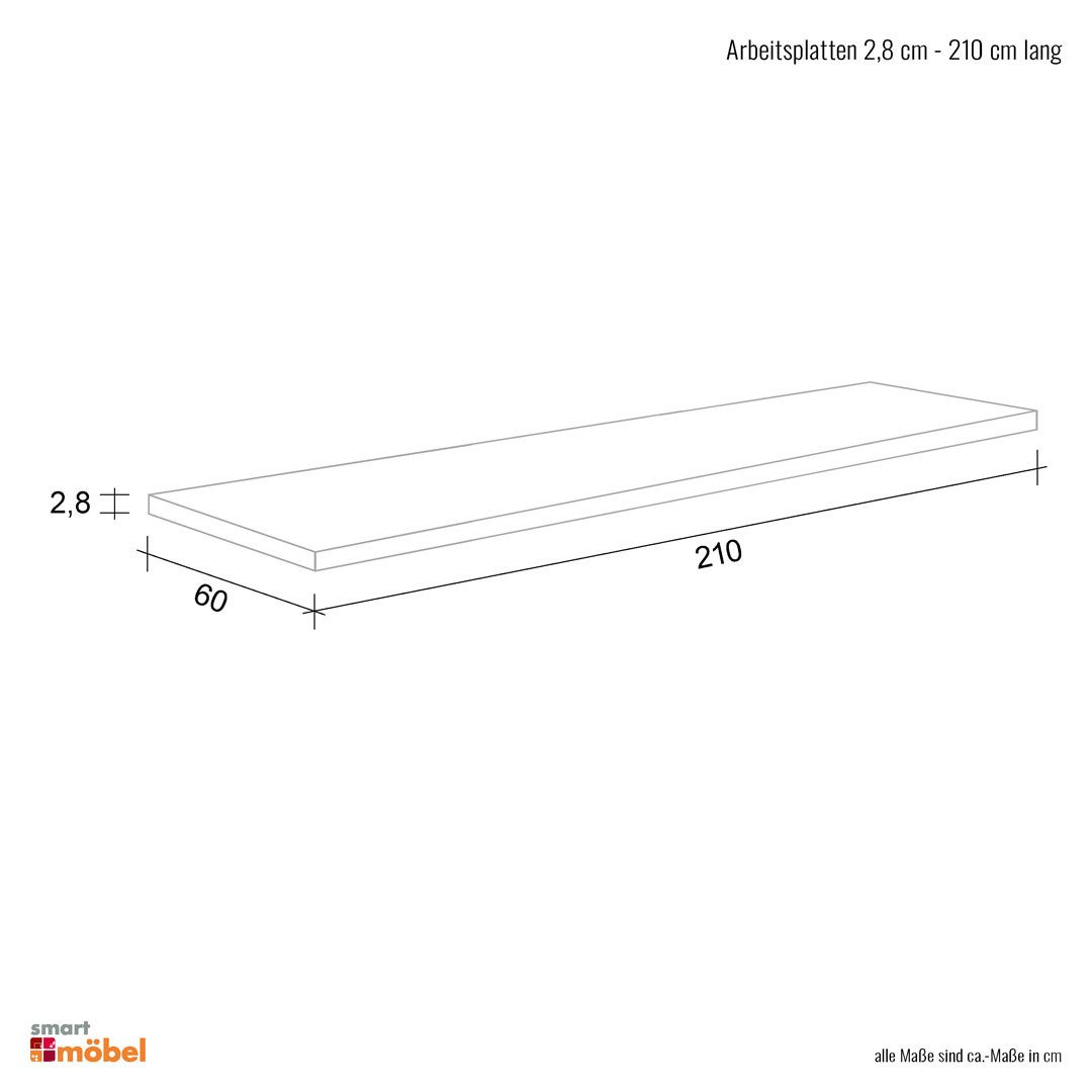 Flex-Well Arbeitsplatte Arbeitsplatte - 210 x 60 x 2,8 cm - Beige melliert – Namu