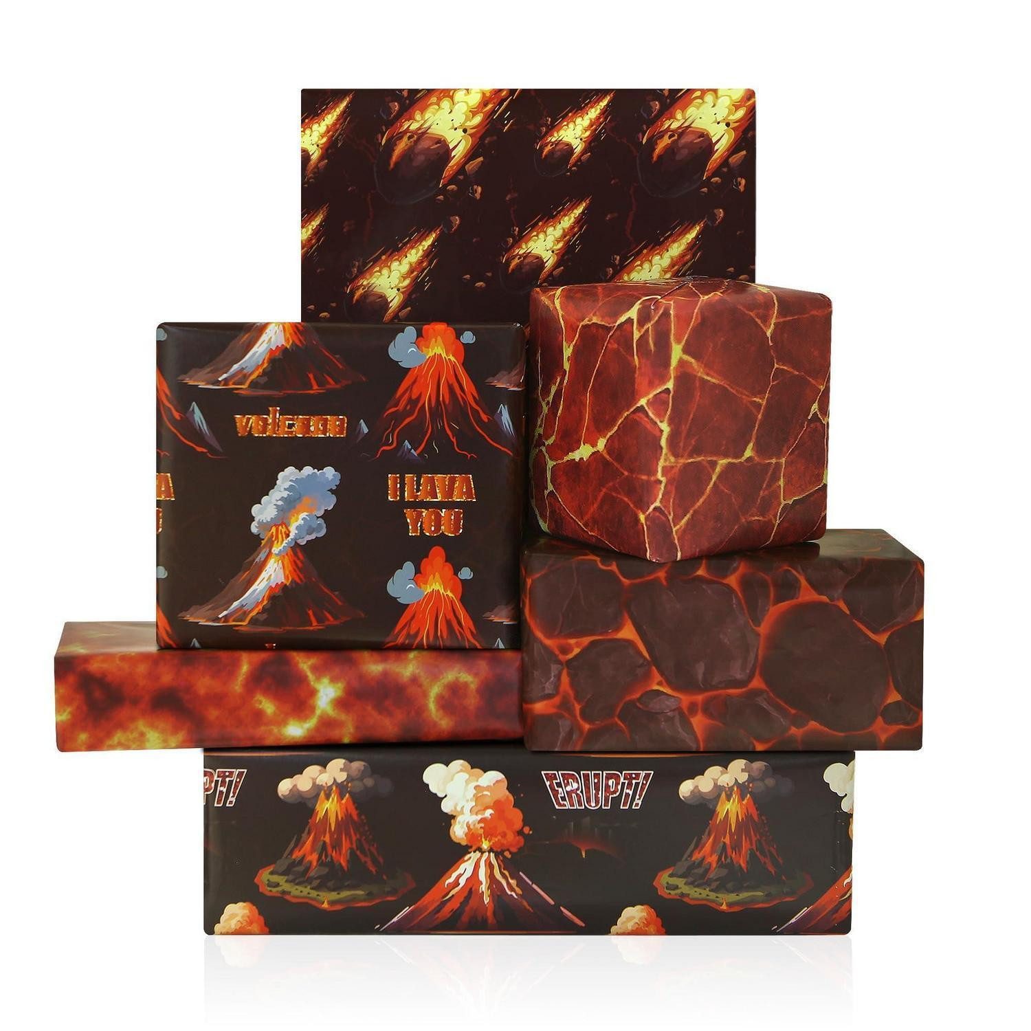 LuxusKollektion Geschenkpapier Geschenkpapier Vulkan & Lava 6 Blatt 50x70cm, (6St)