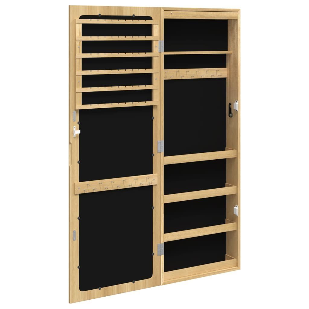 Wandmontage Braun Spiegel Spiegel-Schmuckschrank mit | Braun vidaXL (1-St) LED-Beleuchtung