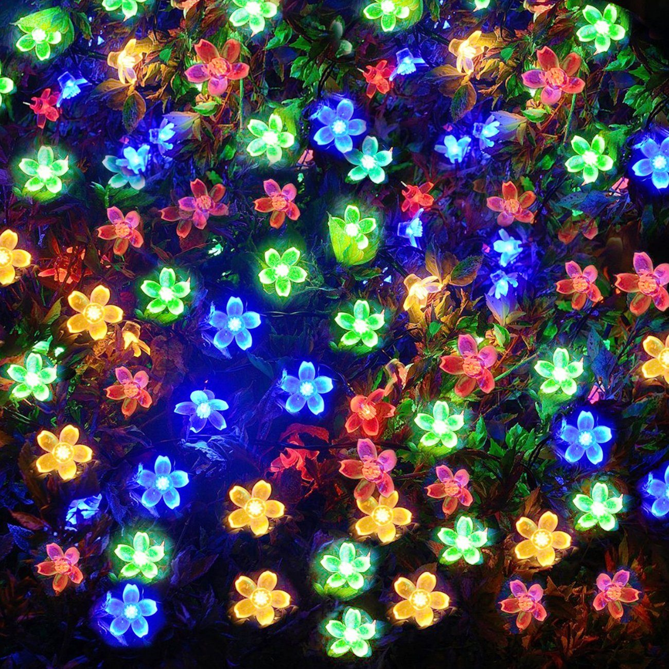 Salcar LED 20 mit Solarleuchte Bunt 5m Kirschblüten Garten Solar-Lichterkette