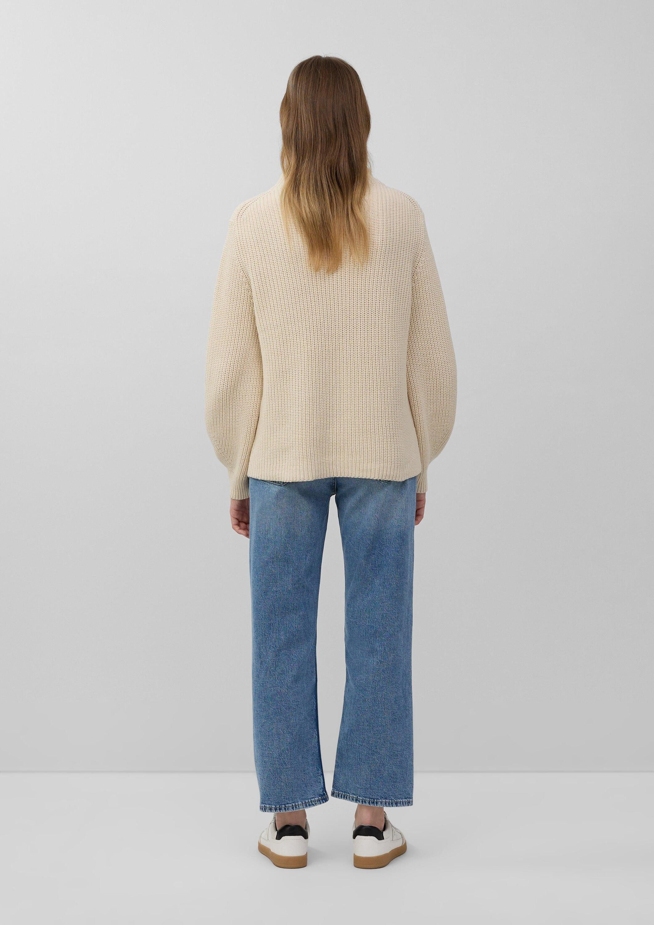 s.Oliver Longpullover Strickpullover Strickpullover mit weitem Arm und Turtleneck