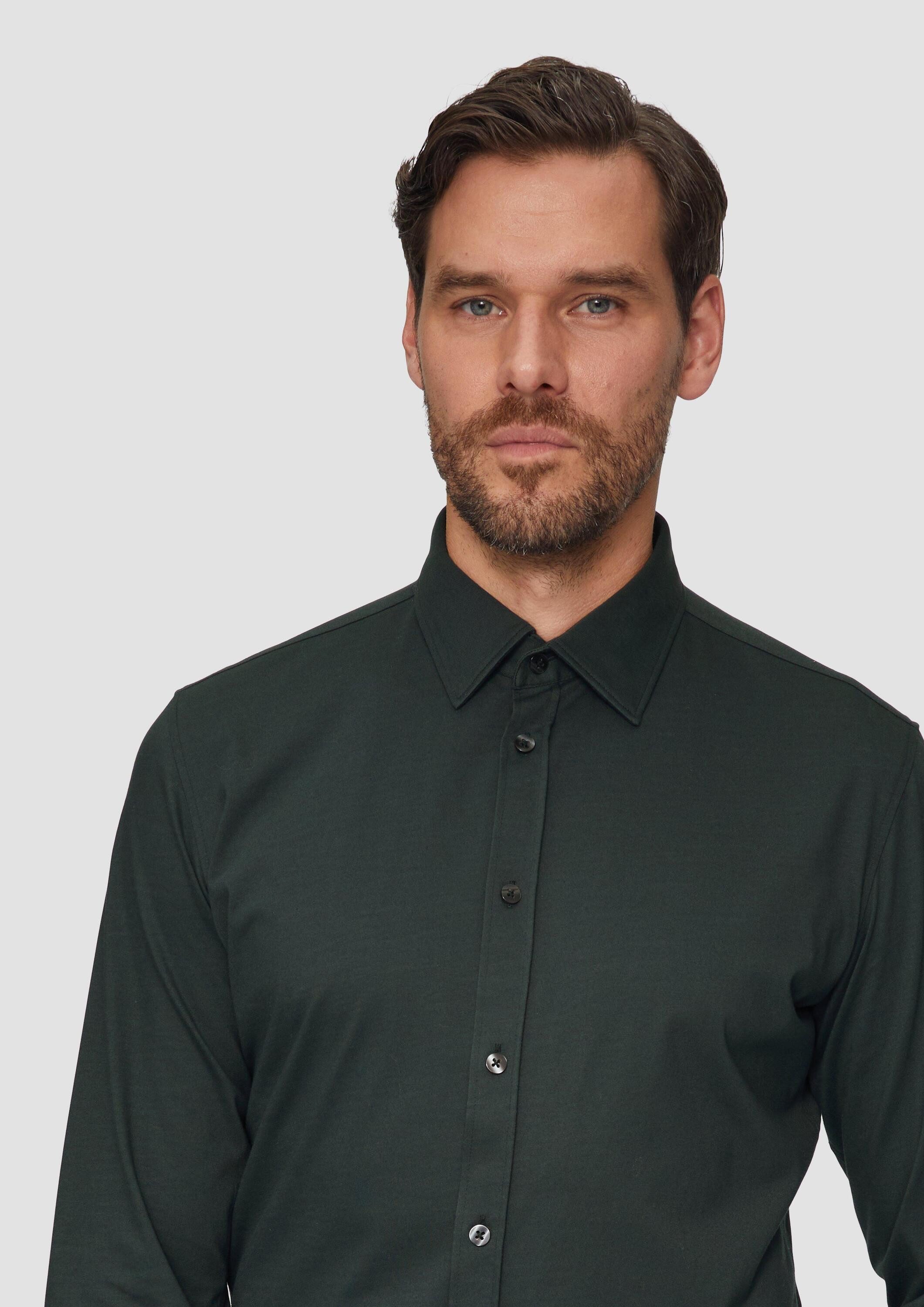 s.Oliver Langarmhemd Hemd Tailored Fit: Jersey-Hemd aus Baumwollstretch