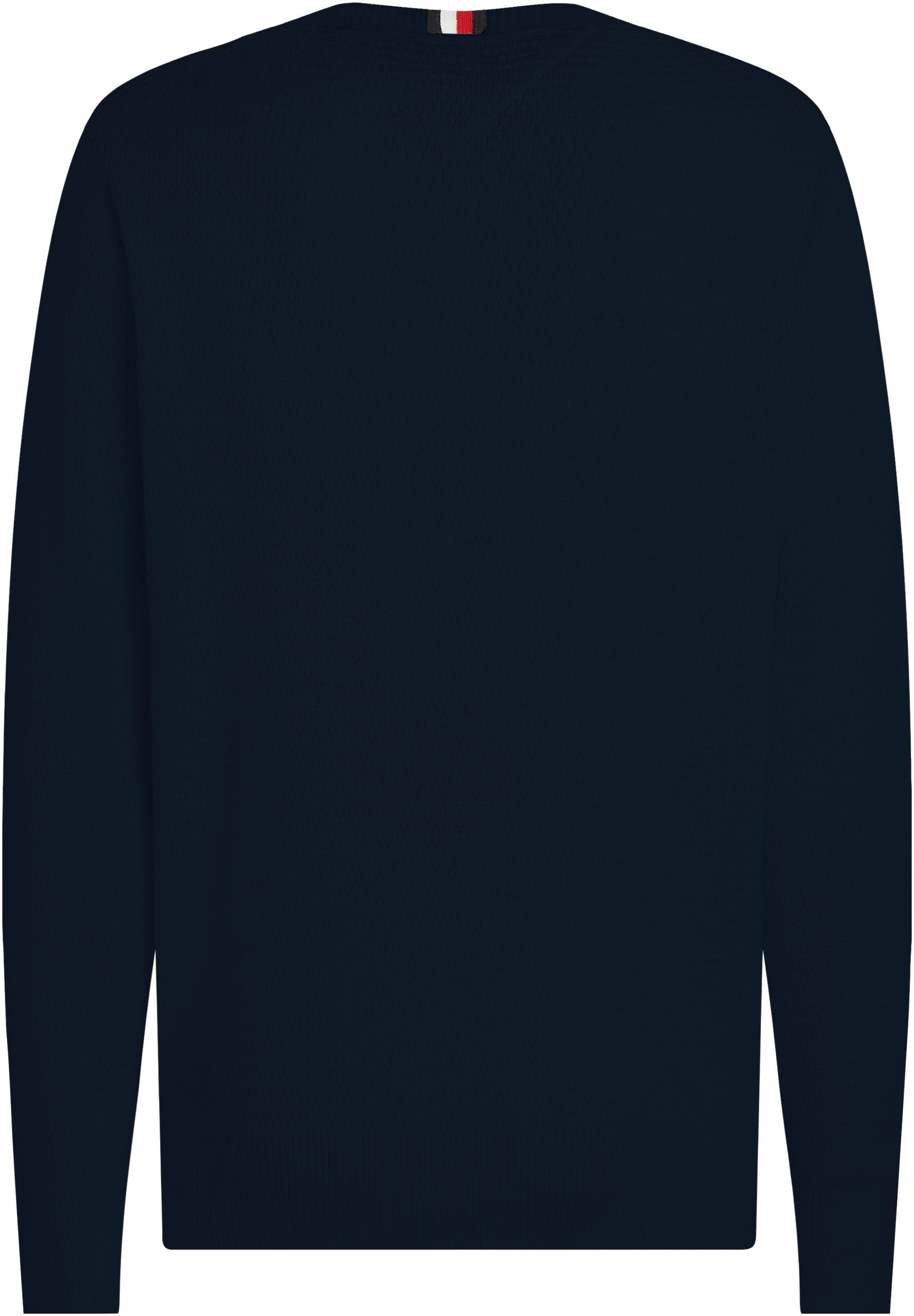 Tommy Hilfiger CREW NECK kleinem Desert Rundhalspullover Strukturmuster INTERLACED STRUCTURE mit Sky