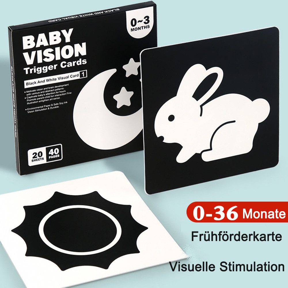 CLTYQ Lernspielzeug Sensory Toys Karten,20 Schwarz & Weiße Lernkarten für K günstig online kaufen