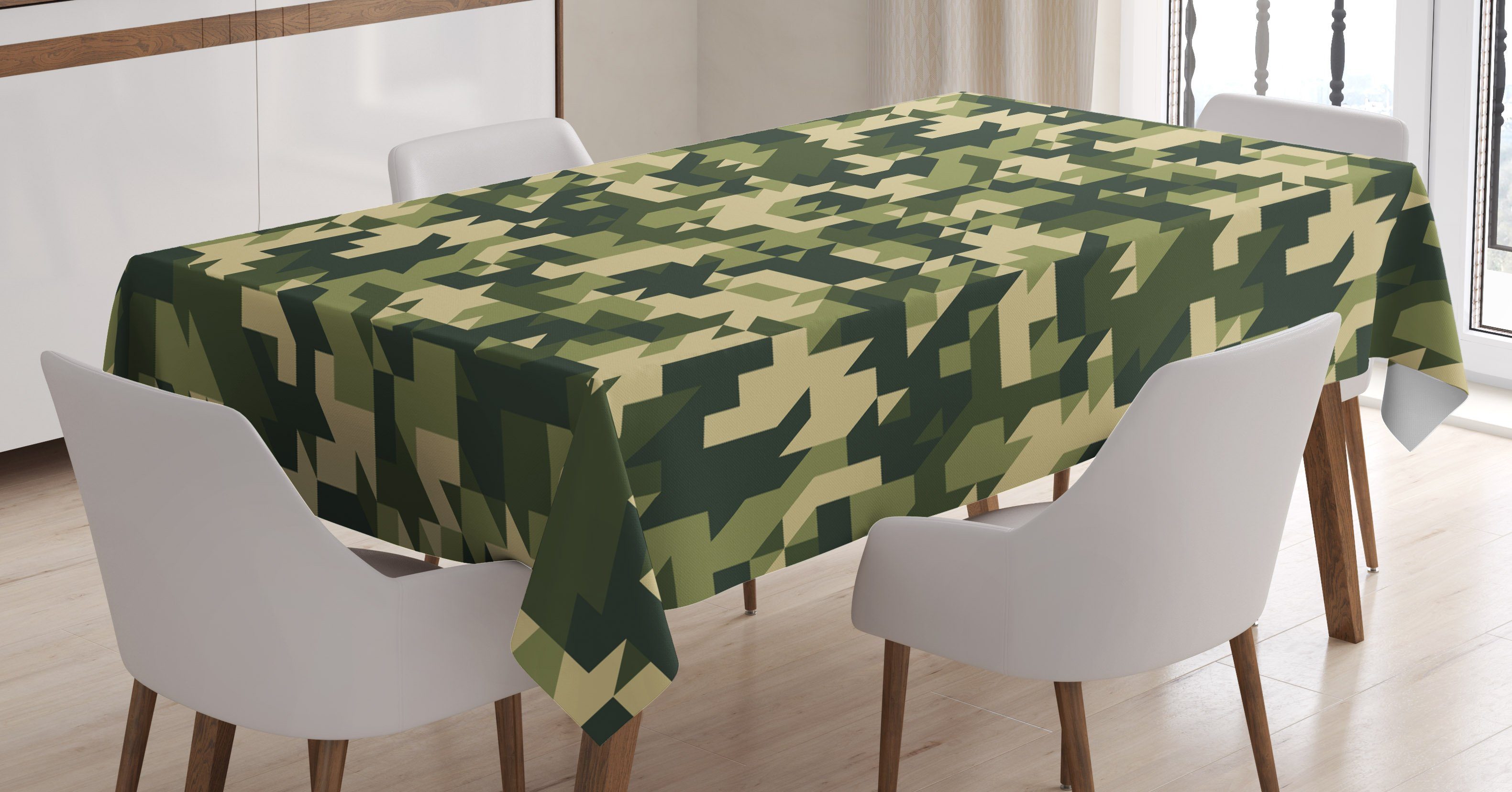 Abakuhaus Tischdecke Farbfest Waschbar Für den Außen Bereich geeignet Klare Farben, Camo Abstrakt Chevron Wald