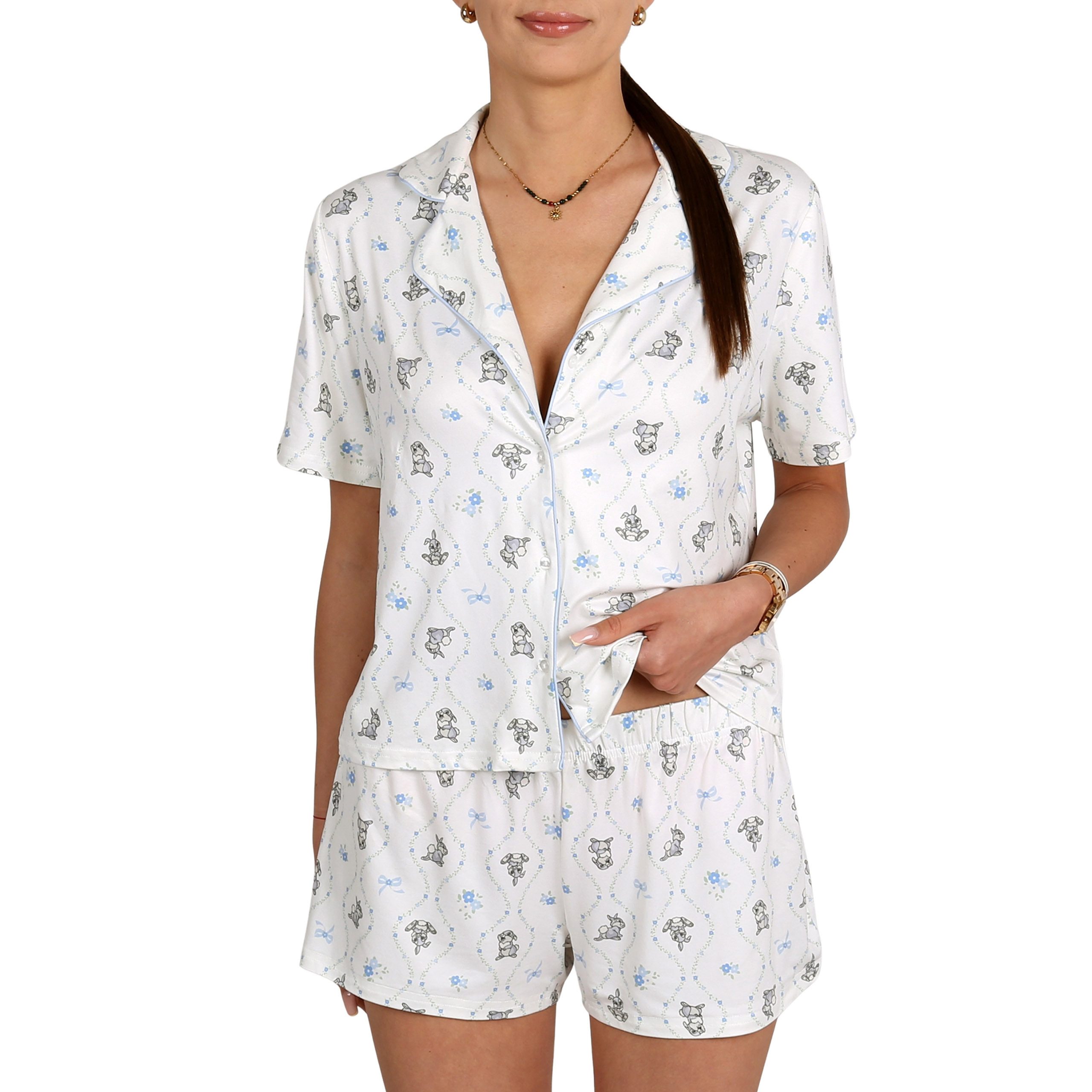 Disney Pyjama DISNEY Bambi & Klopfer Damen-Sommerpyjama mit Knöpfen
