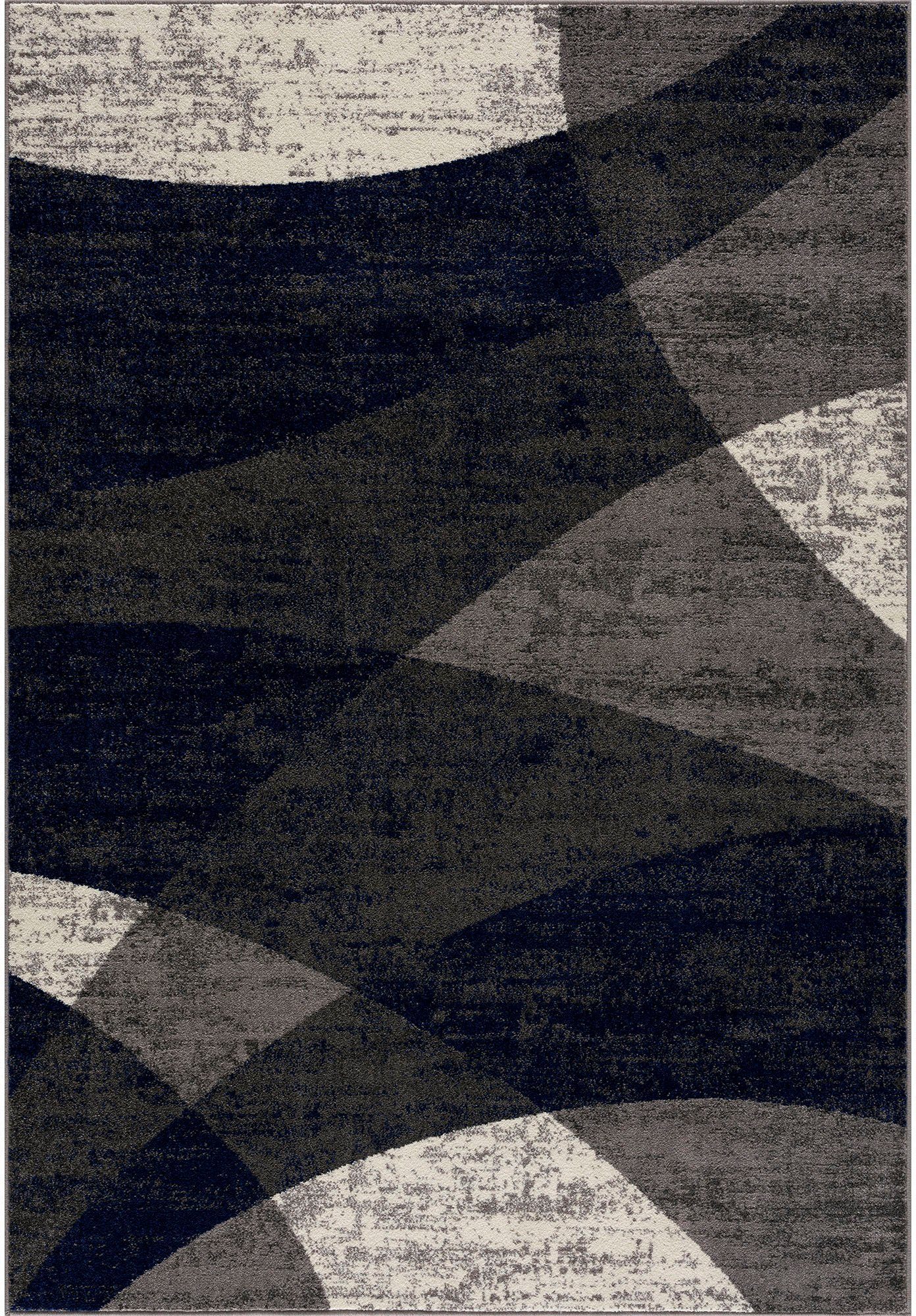 Kurzflor 13 Teppich Sanat, Optik, 1690, mm, Vintage blau Vintage rechteckig, Wohnzimmer, Höhe: