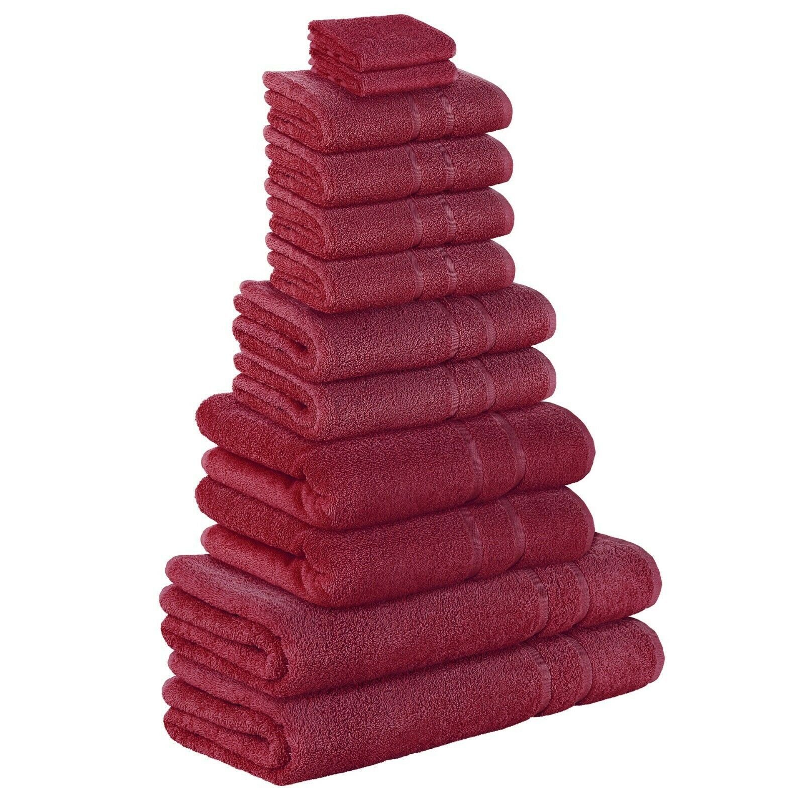 StickandShine Handtuch Set 4x Gästehandtuch 2x Handtücher 4x Duschtücher 2x Badetuch als SET in verschiedenen Farben (12 Teilig) 100% Baumwolle 500 GSM Frottee 12er Handtuch Pack, (Spar-SET) Bordeaux