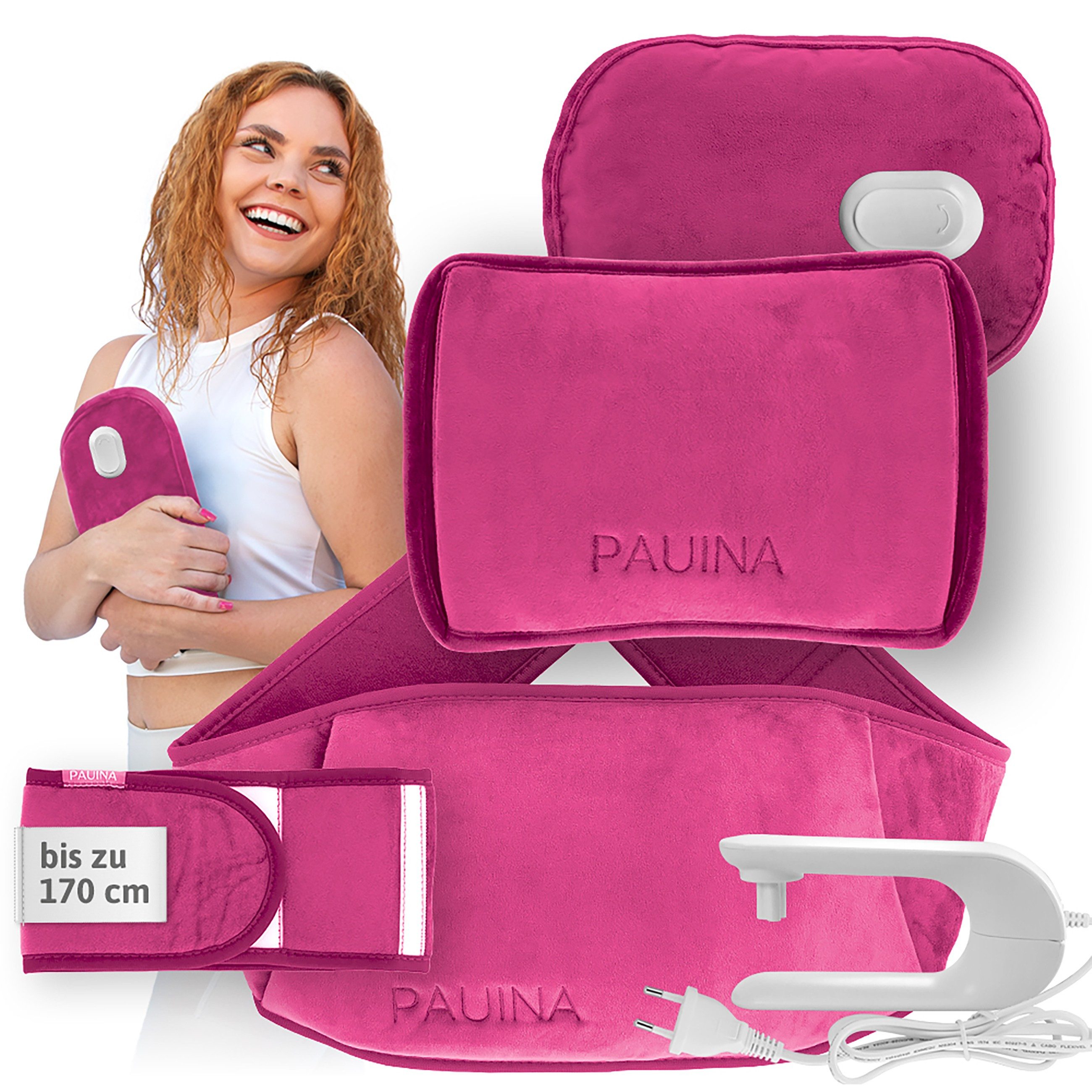 Pauina Wärmflasche die smarte Wärmflasche, 5-teiliges Set, bis zu 10 Std. Wärme, (Leistung 380 Watt, 220-240 V~, 50/60 Hz), Auslaufsicher