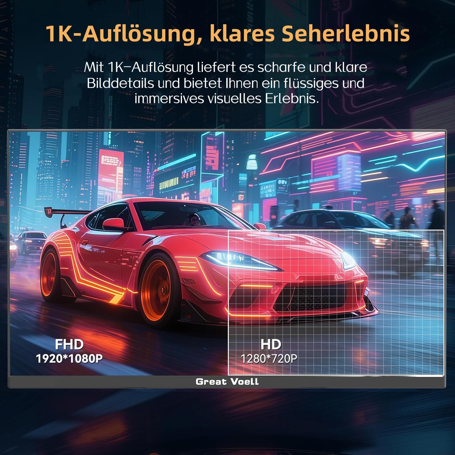 Great Voell 24 Zoll FHD-1080p-Monitor, 180Hz, VESA, Rahmenloser Gaming-Monitor (61 cm/24 ", 1920 x 1080 px, FHD, 1 ms Reaktionszeit, 180 Hz, VA LED, HDMI & DisplayPort, AMD FreeSync & G-Sync, FPS/RTS Mode, 180Hz)