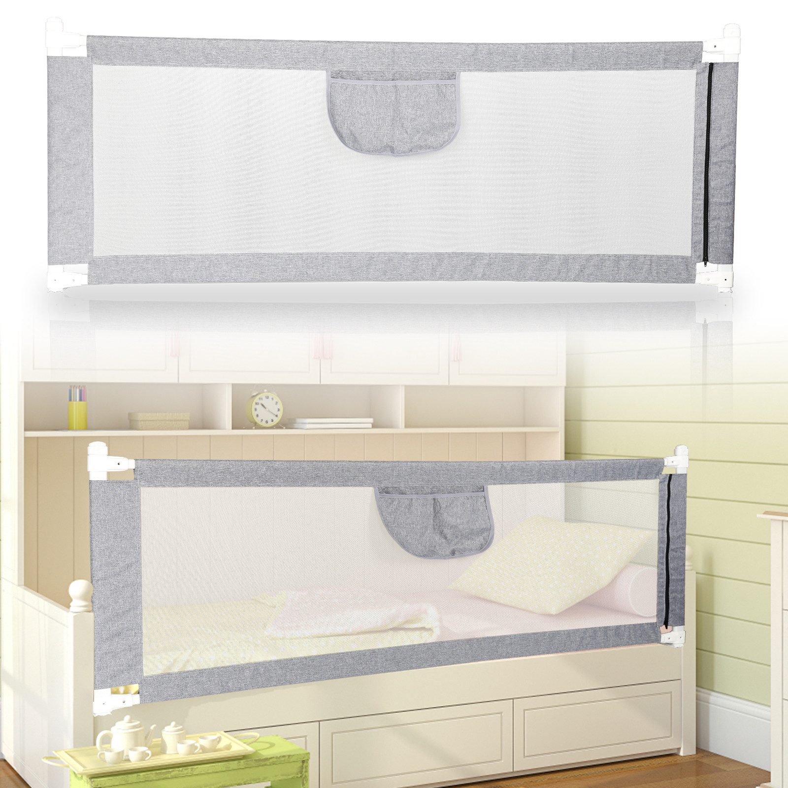 Clanmacy Bettschutzgitter Bettgitter 150 cm/180 cm/200 cm Schutz geeignet f günstig online kaufen