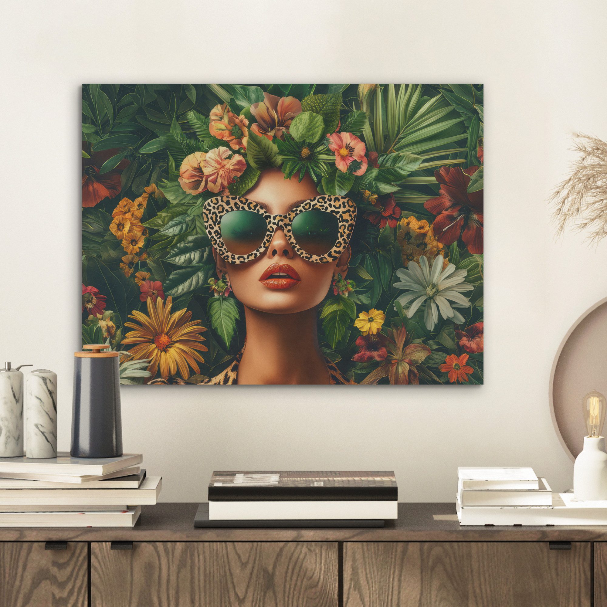 MuchoWow Gemälde Frau - Pantherdruck - günstig online kaufen