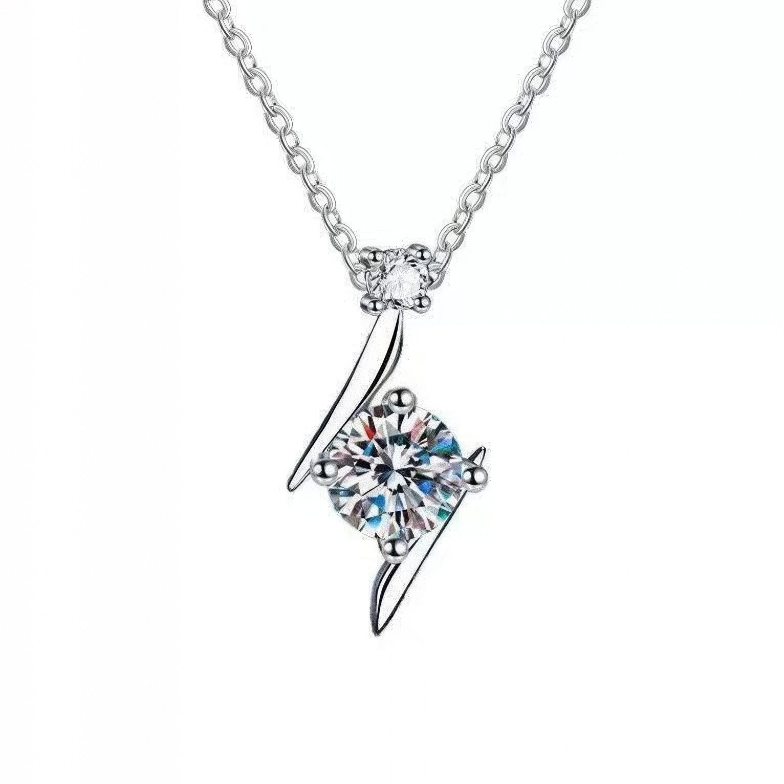 Kette mit Anhänger 585er Gold, 1ct D VS1 mit IGI-Zertifikat, asymmetrischer Anhänger