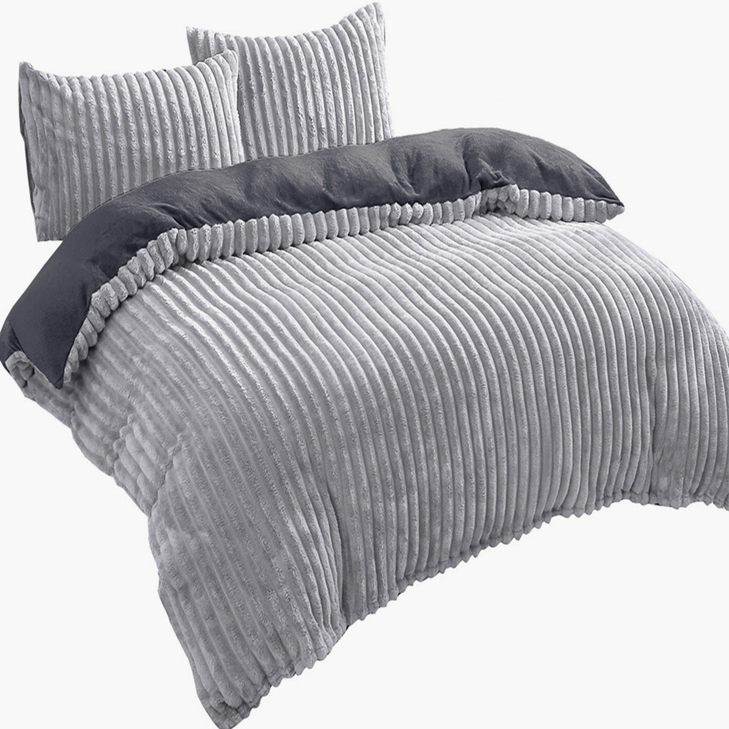 Visaggio Bettwäsche Teddyplüsch Winter Bettbezug Cord Optik, Fleece, 2 teil günstig online kaufen