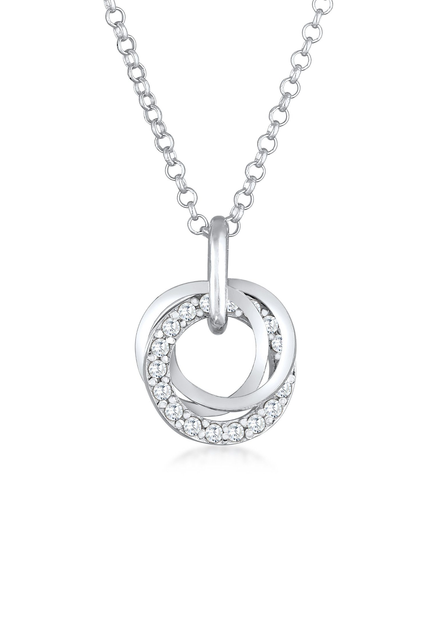 Kette mit Anhänger Kreis Ringe Zirkonia 925 Silber