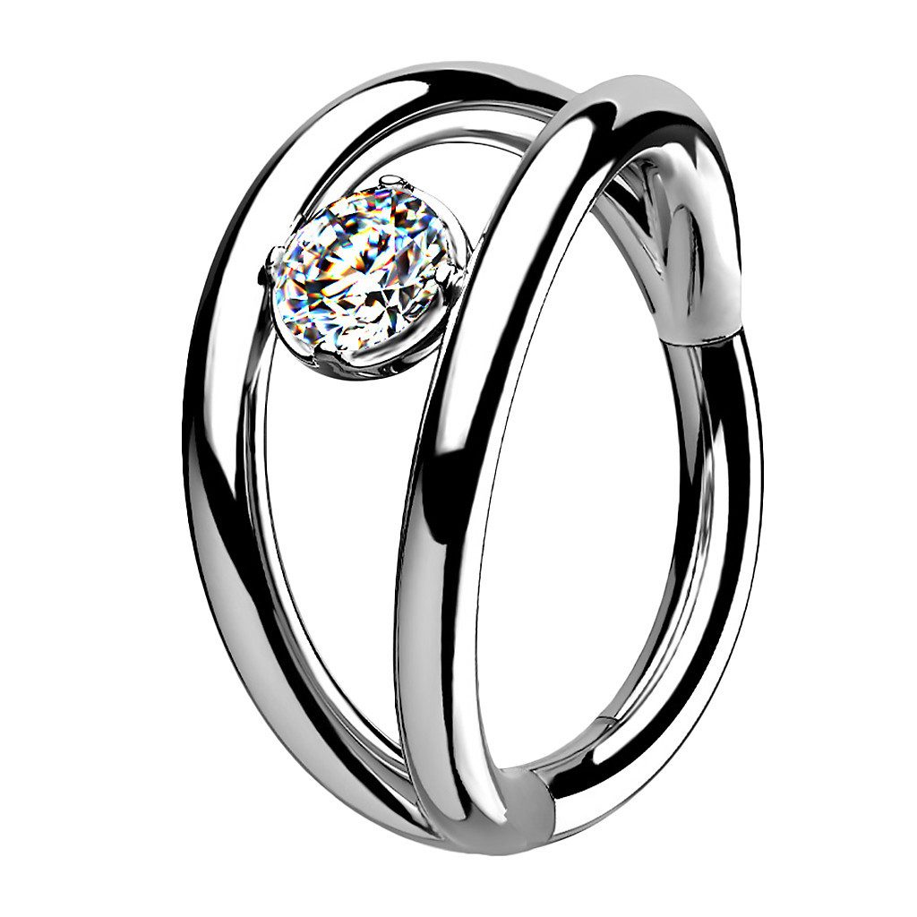 Taffstyle Nasenpiercing Doppel Ring Septum Piercing Scharnier Kristall Silb günstig online kaufen