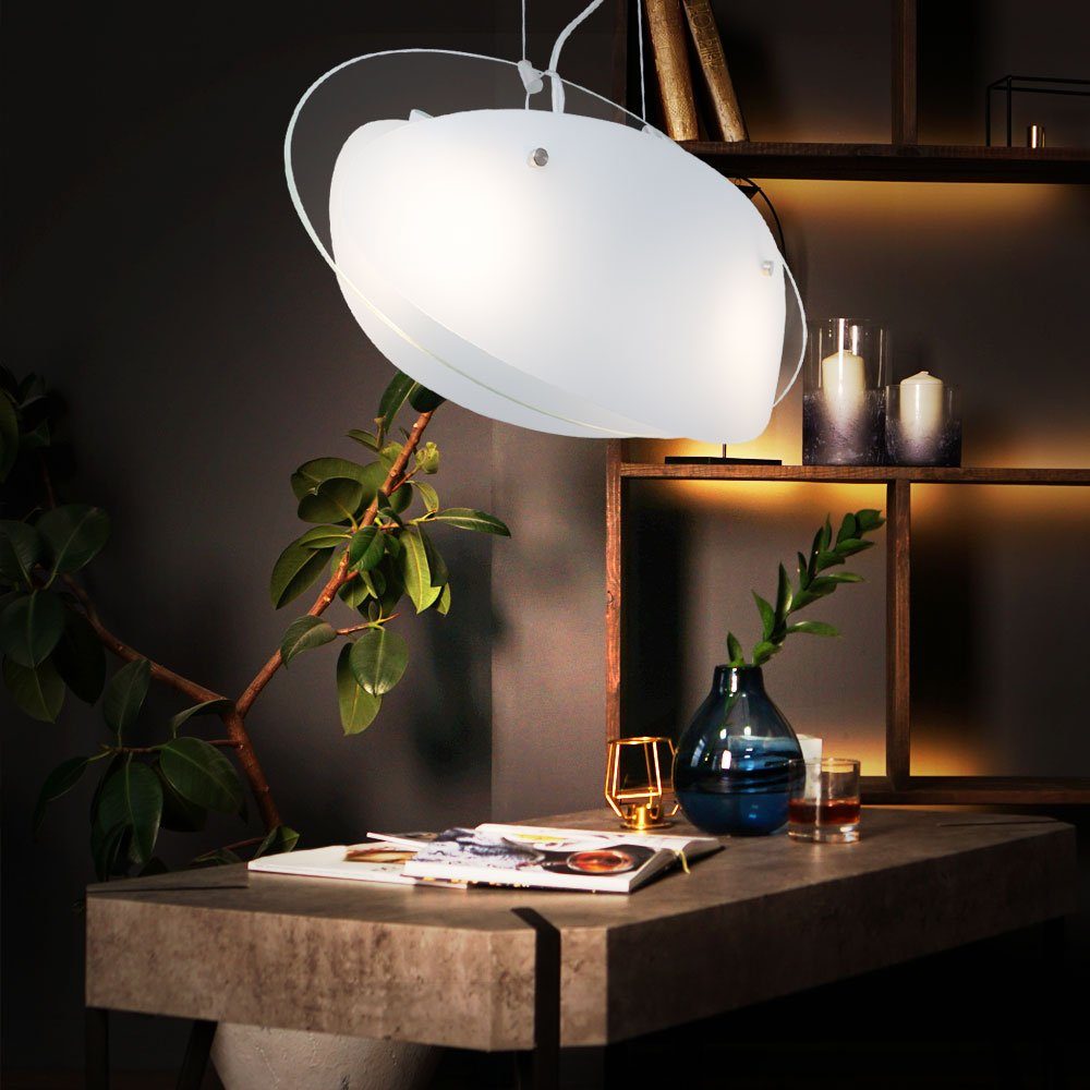 satiniert Pendel Lampe Beleuchtung etc-shop Glas Warmweiß, LED Leuchtmittel im Pendelleuchte, inklusive, LED inklusive Hänge Set