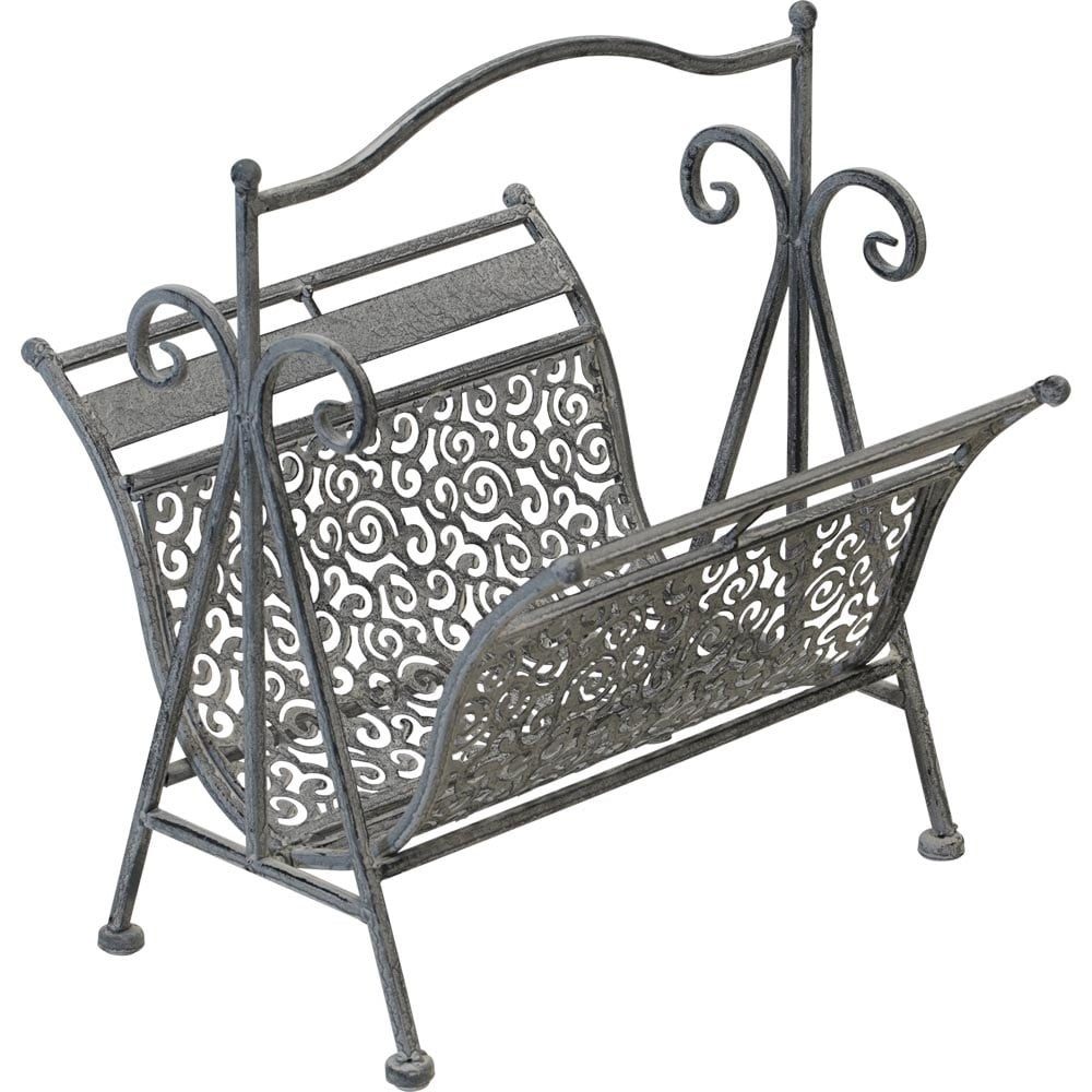 Lesli Living Zeitungsständer Zeitungsständer Vintage Metall grau – Zeitschriftenhalter Shabby Chic (1 St)