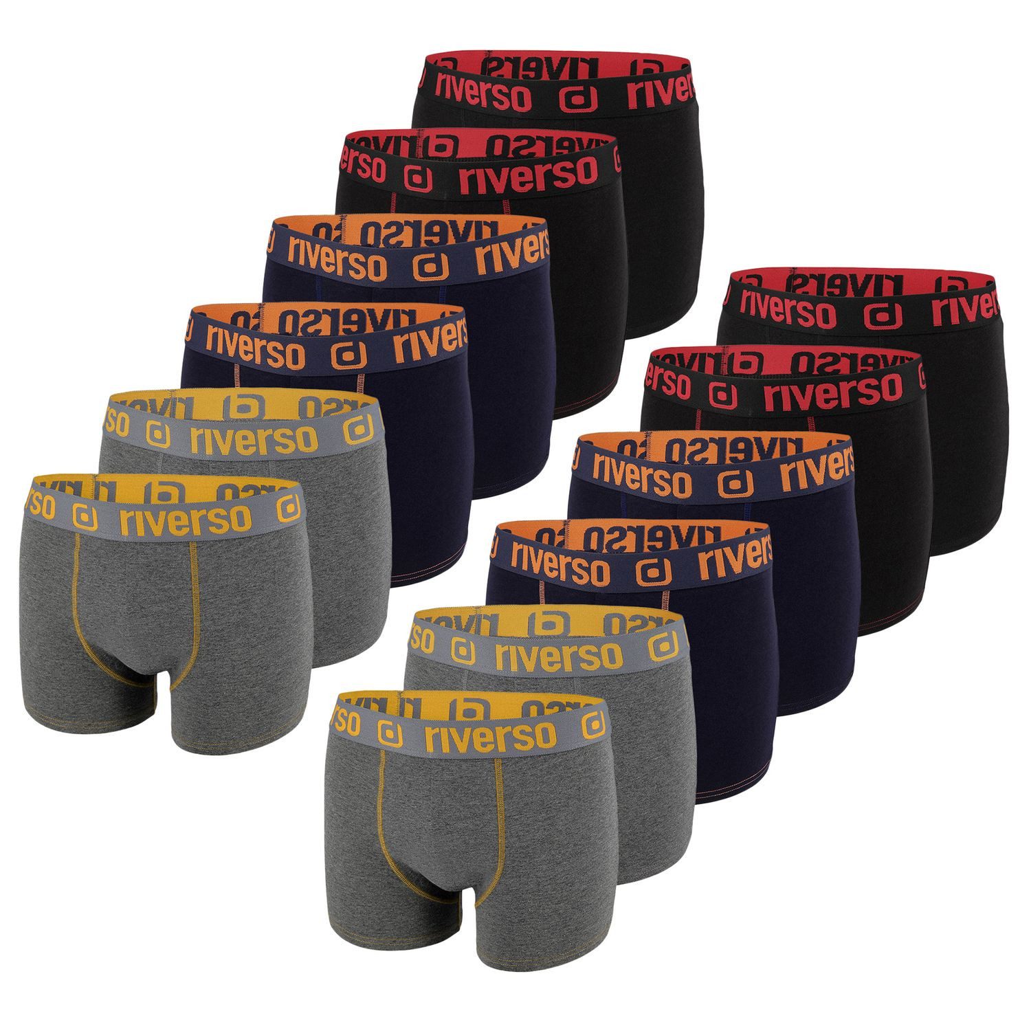 riverso Boxershorts Herren Retroshorts RIVOle Unterhosen (Vorteilspack, 12-St) Basic Boxer mit Stretch