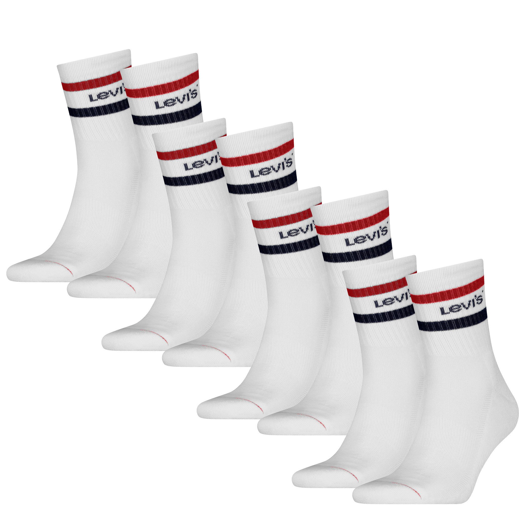 Levi's® Freizeitsocken 4 Paar Uni Short Cut Sport Stripe Socken (4-Paar) mit gepolsterter Sohle