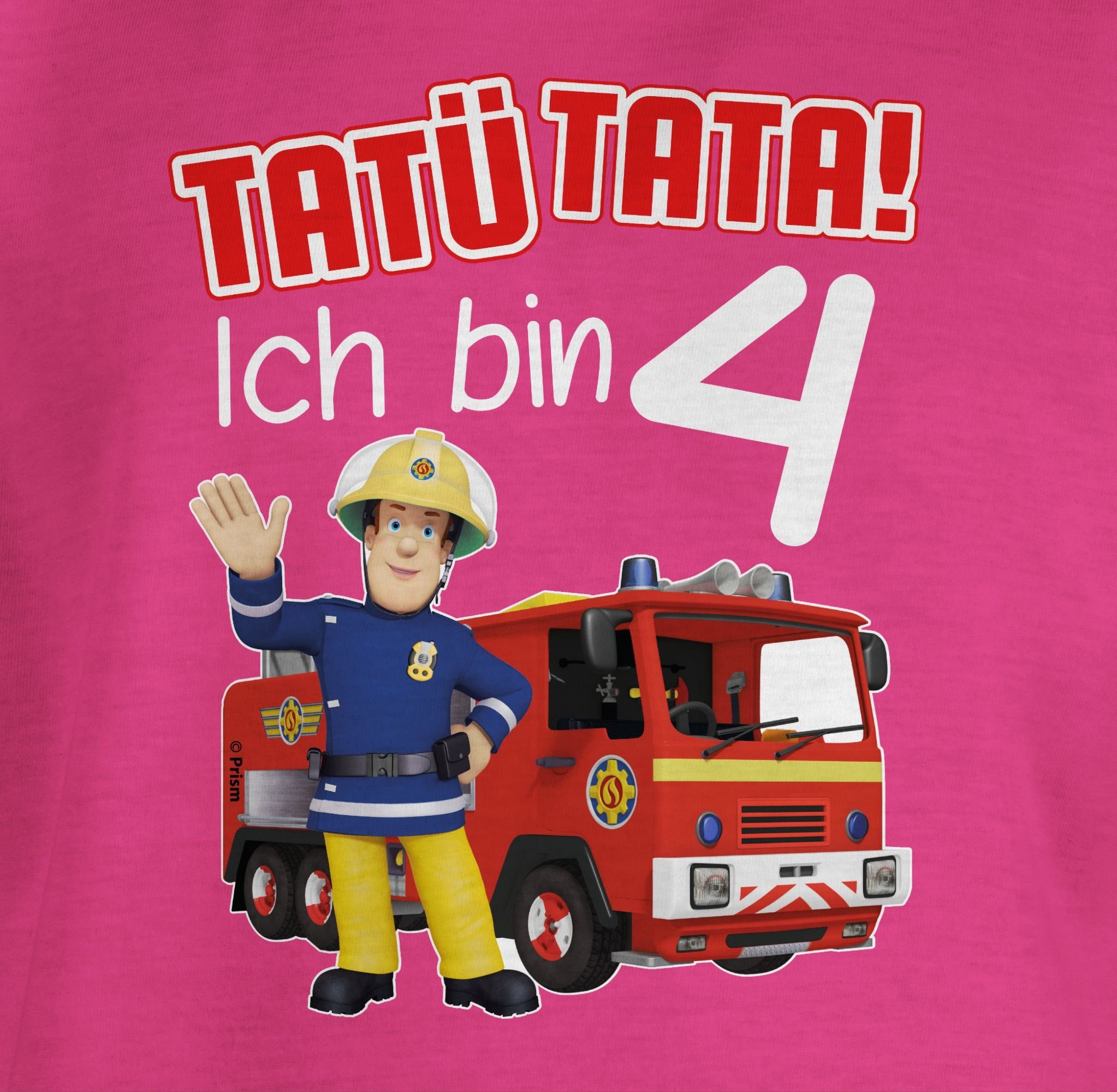 1 Feuerwehrmann Shirtracer Fuchsia rot Tatü T-Shirt bin Sam Mädchen 4 - Tata! Ich
