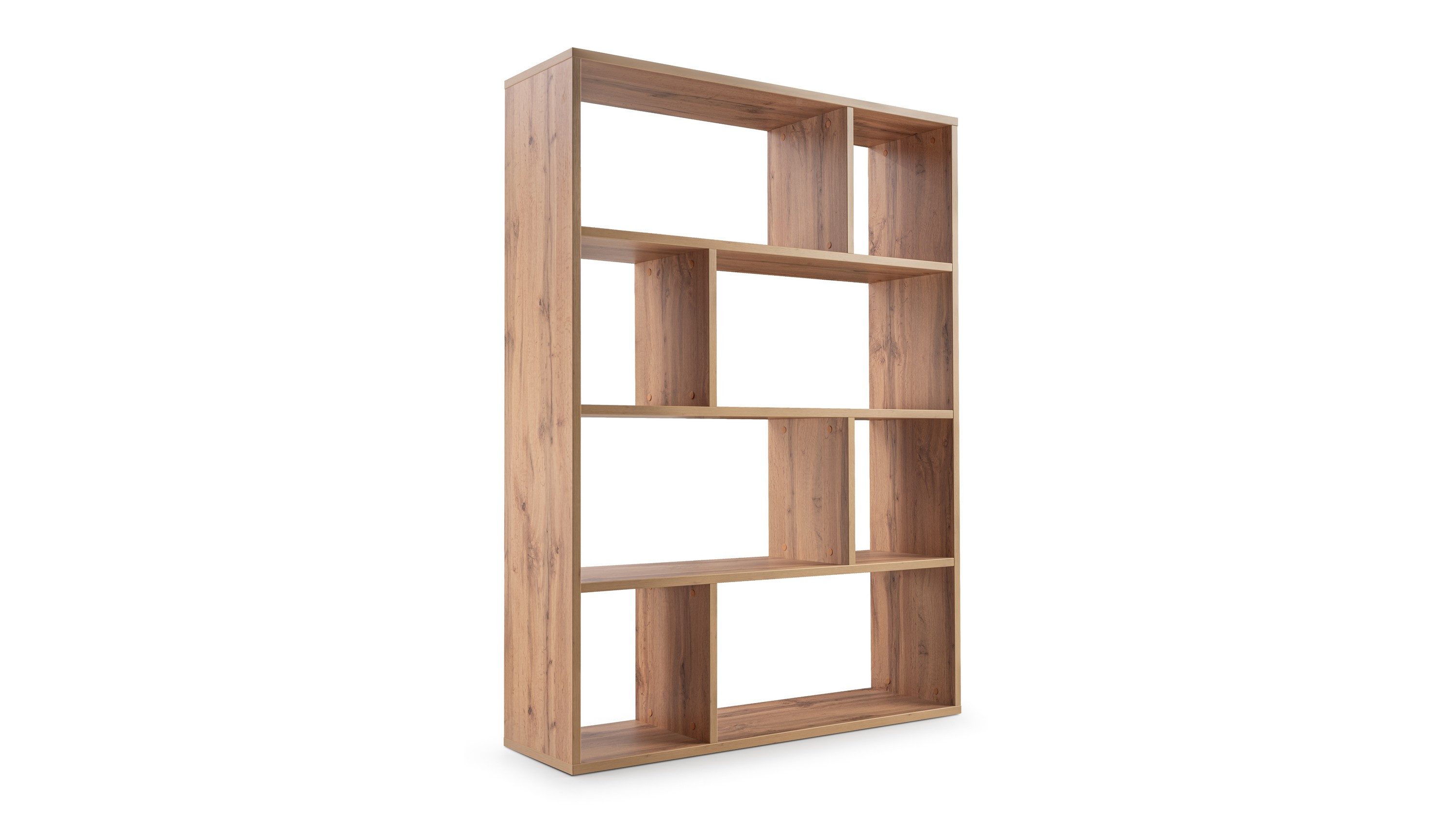 Masseno Bücherregal MOSAICO 159 x 116,5 cm Standregal Büroregal Bücherschrank Eichefarben